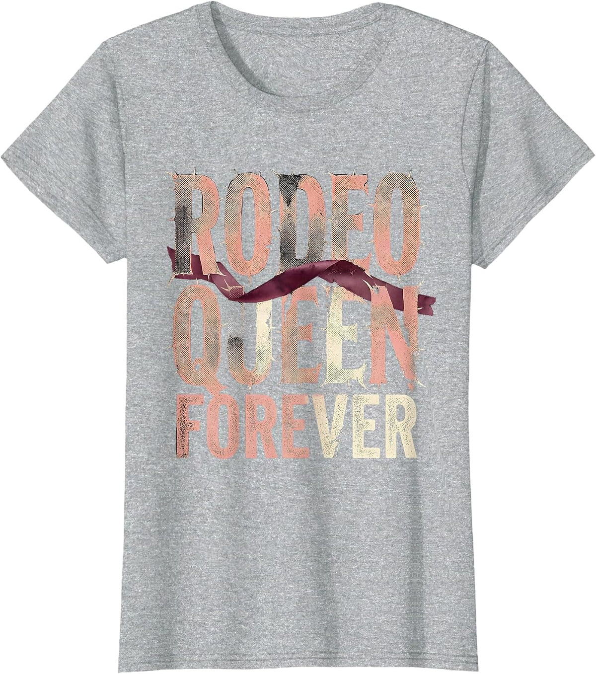 Women's Rodeo Queen Forever Western Cowgirl Design T-Shirt - Heather Grey