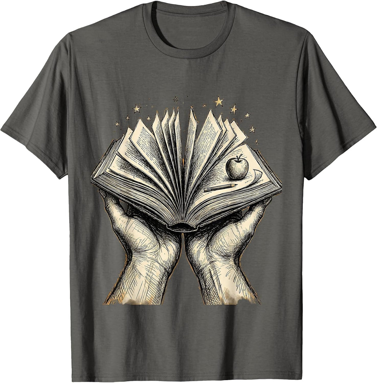 Men's Paraprofessional Caring Hands Storybook Design T-Shirt - Asphalt Grey