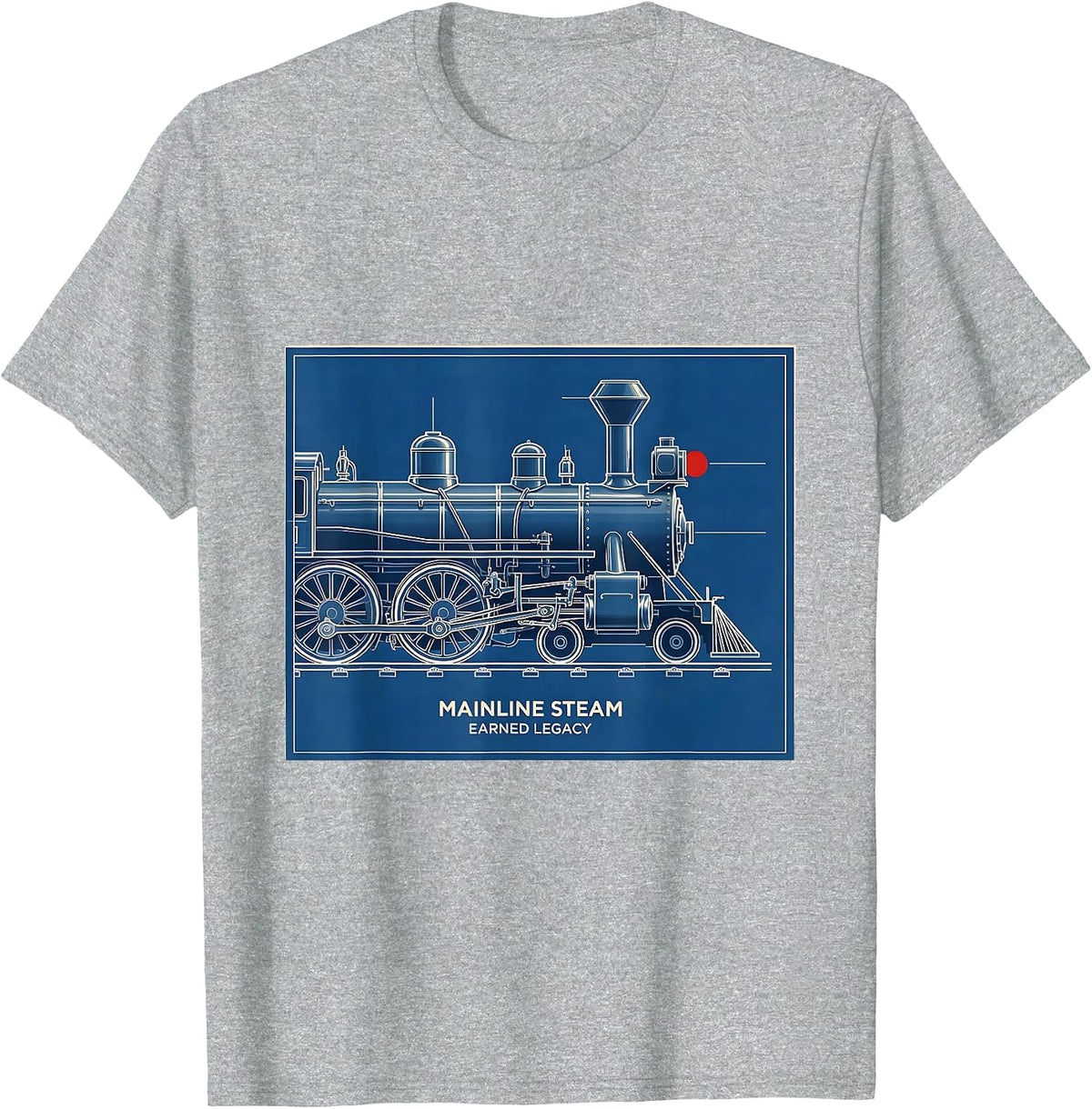 Mainline Steam Earned Legacy Vintage Steam Locomotive T-Shirt, Men, Heather Grey, Medium - As Pictured