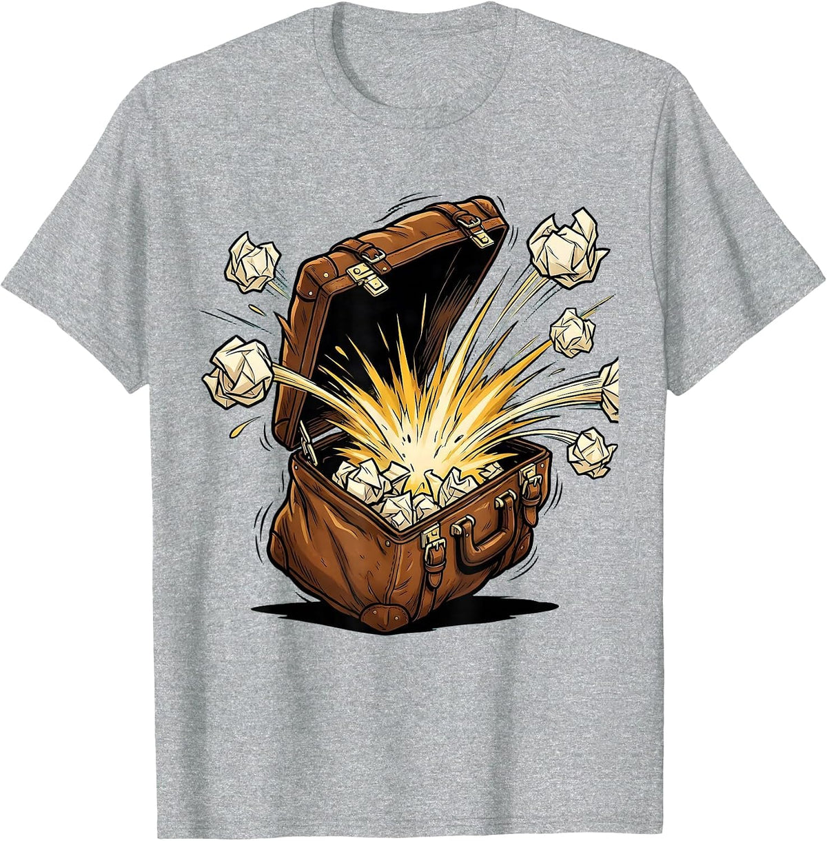 Men's Substitute Teacher Exploding Briefcase Graphic T-Shirt - Heather Grey