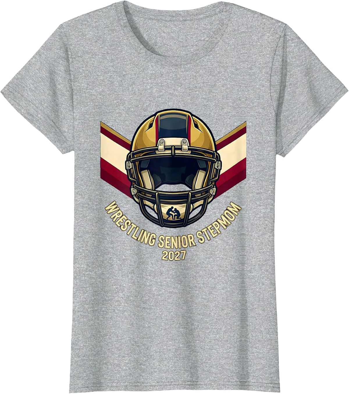 Wrestling Senior Stepmom 2027 Graduation Senior Night T-Shirt - Heather Grey