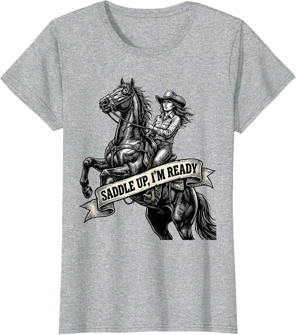 Not My First Rodeo Western Cowgirl Design T-Shirt - Heather Grey