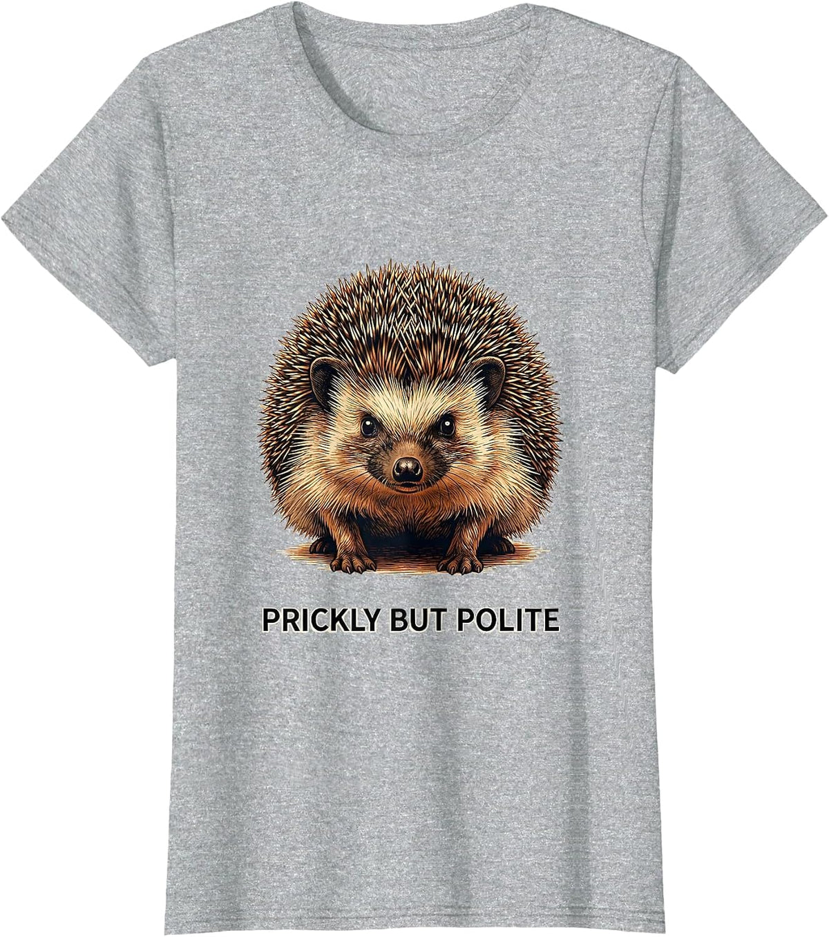 Prickly But Polite Funny Hedgehog Lover Humor T-Shirt - Heather Grey