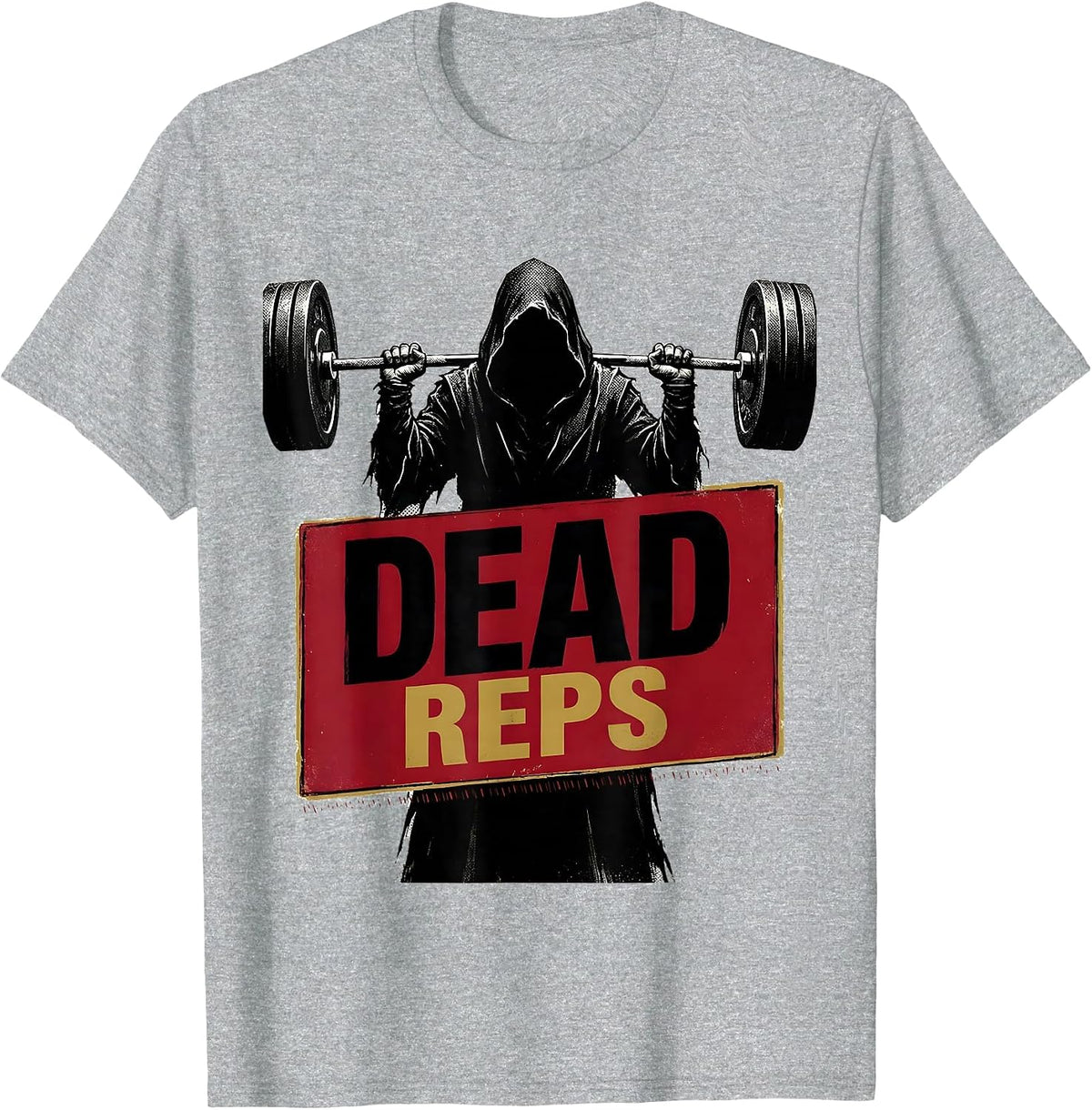 Men's Dead Reps Funny Halloween Ghost Skeleton Weightlifting Gym T-Shirt - Heather Grey
