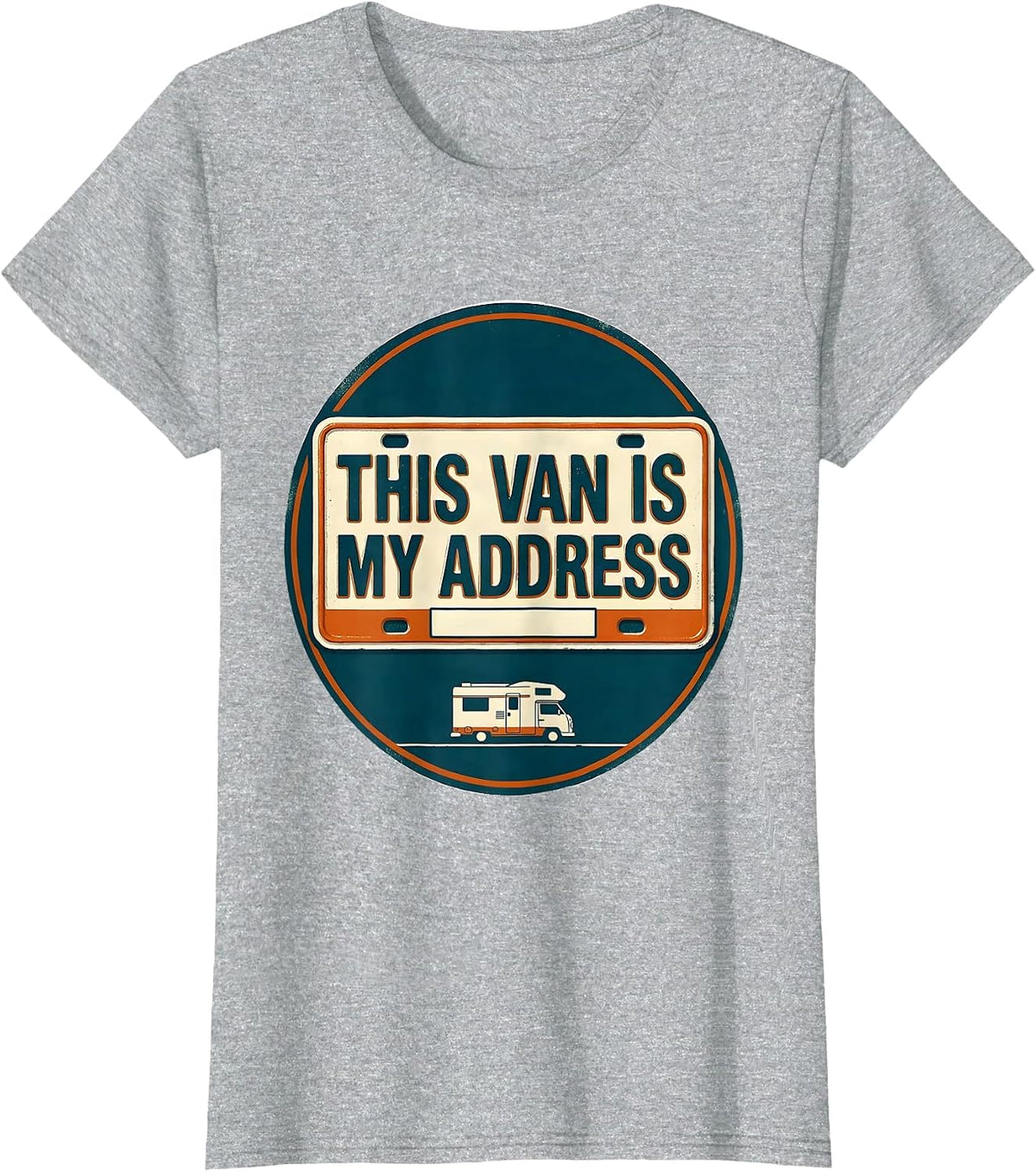 Women's This Van Is My Address Vintage Van Life Nostalgic Road Trip T-Shirt - Heather Grey