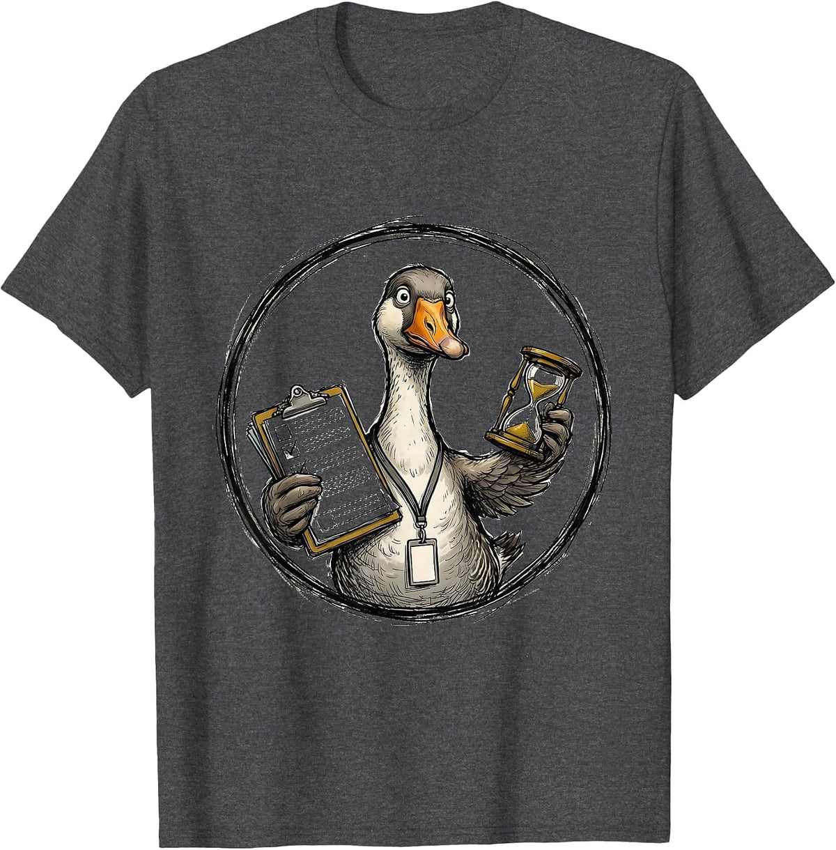 Men's Goose Balancing Work Funny Paraprofessional SPED Teacher T-Shirt - Dark Heather Grey