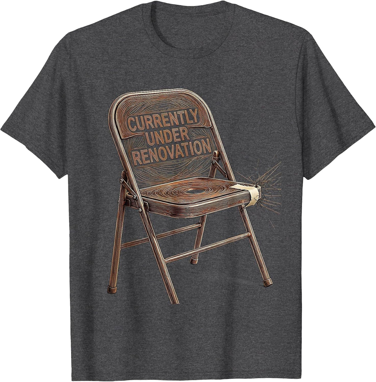 Currently Under Renovation Sarcastic Mental Health Humor T-Shirt - Dark Heather Grey
