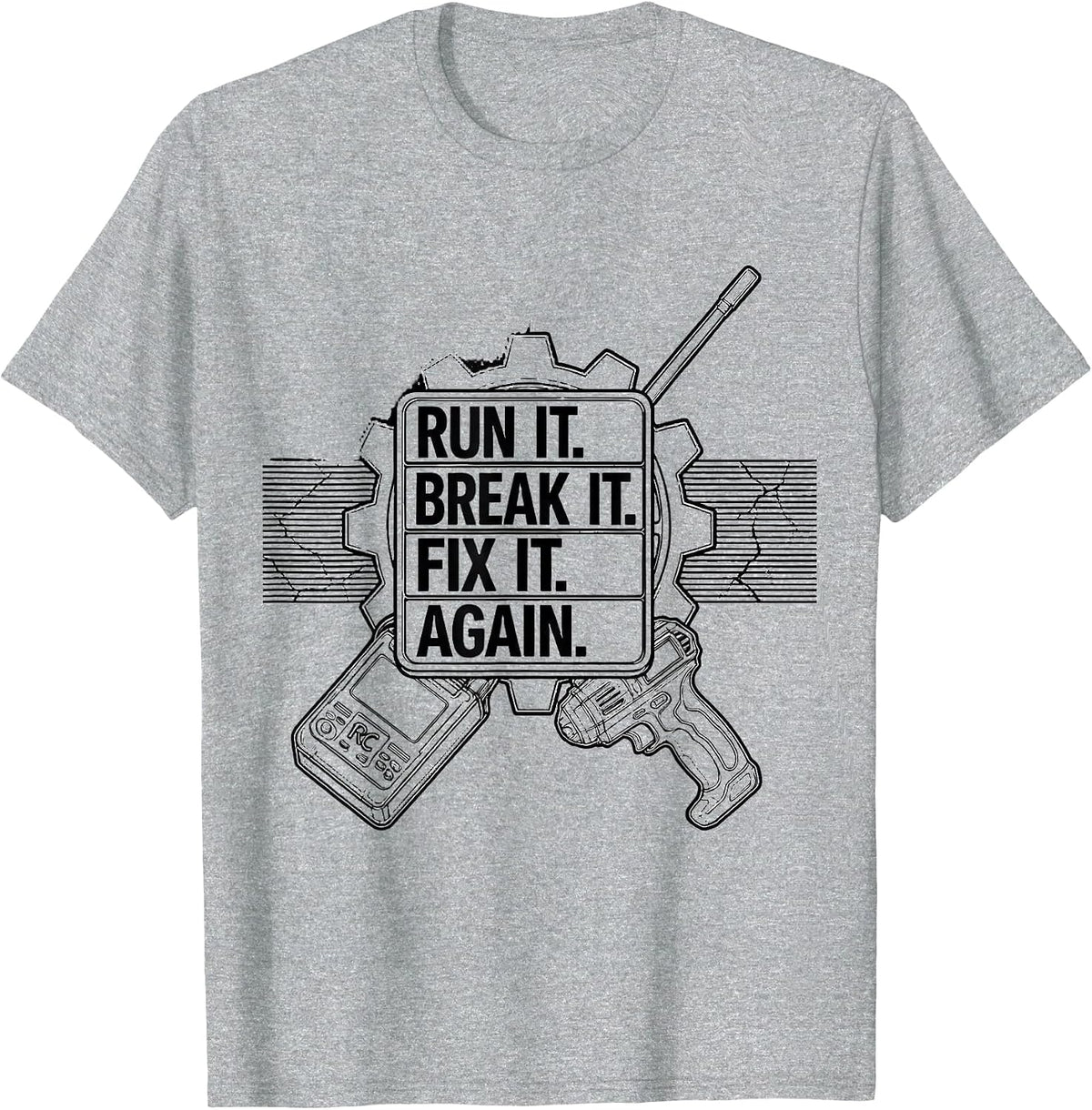 Men's Run It Break It Fix It Again Patriotic RC Car Racing T-Shirt - Heather Grey