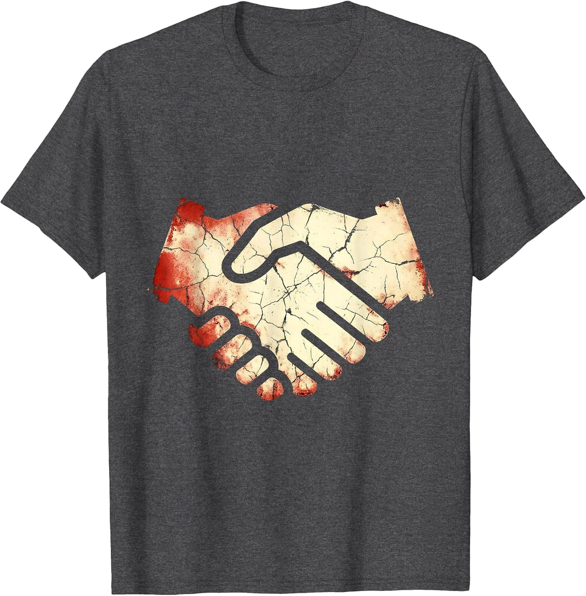 Labor Day Union Solidarity Handshake Graphic T-Shirt - Dark Heather Grey