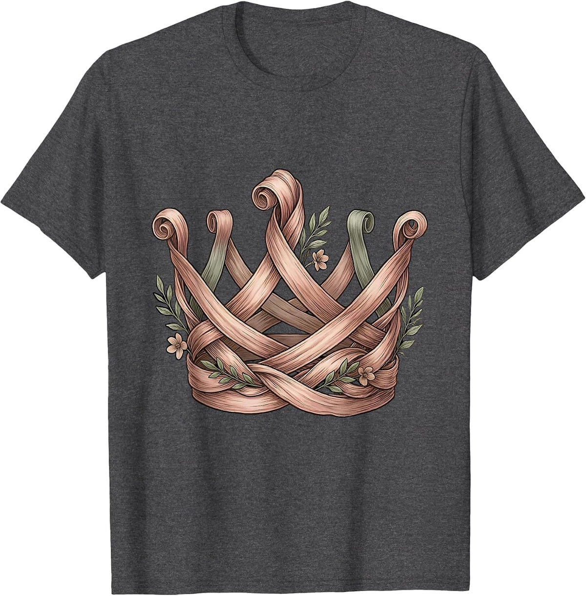 Rainbow Ribbon Crown Pride Graphic T-Shirt - Dark Heather Grey