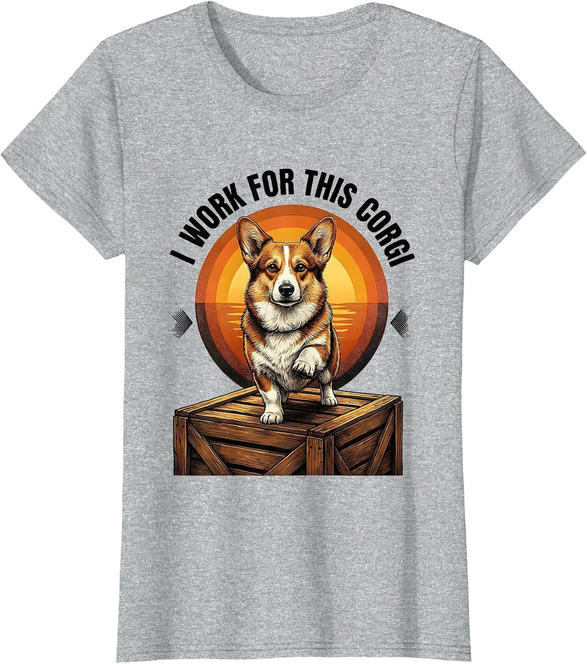Women's I Work For This Corgi Funny Corgi Dog Owner Gift T-Shirt - Heather Grey