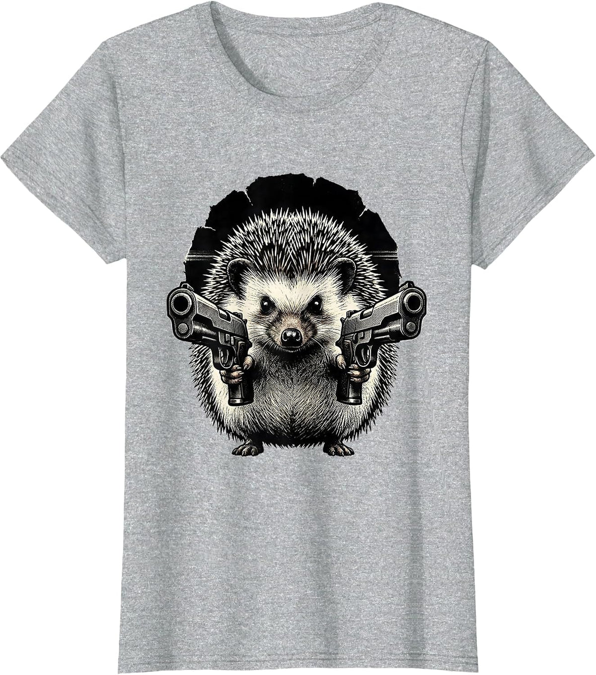 Hedgehog Pew Pew Madafakas Funny Animal Lover Meme Humor T-Shirt - Heather Grey