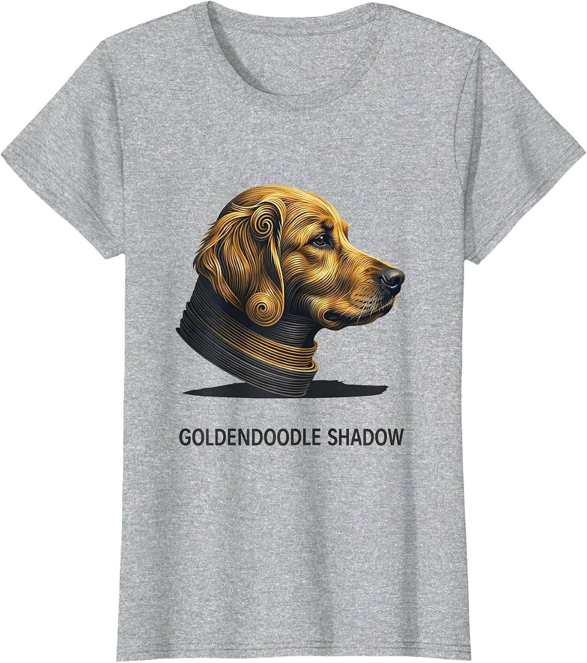 Women's Goldendoodle Shadow Minimalist Doodle Breed Owner Humor T-Shirt - Heather Grey