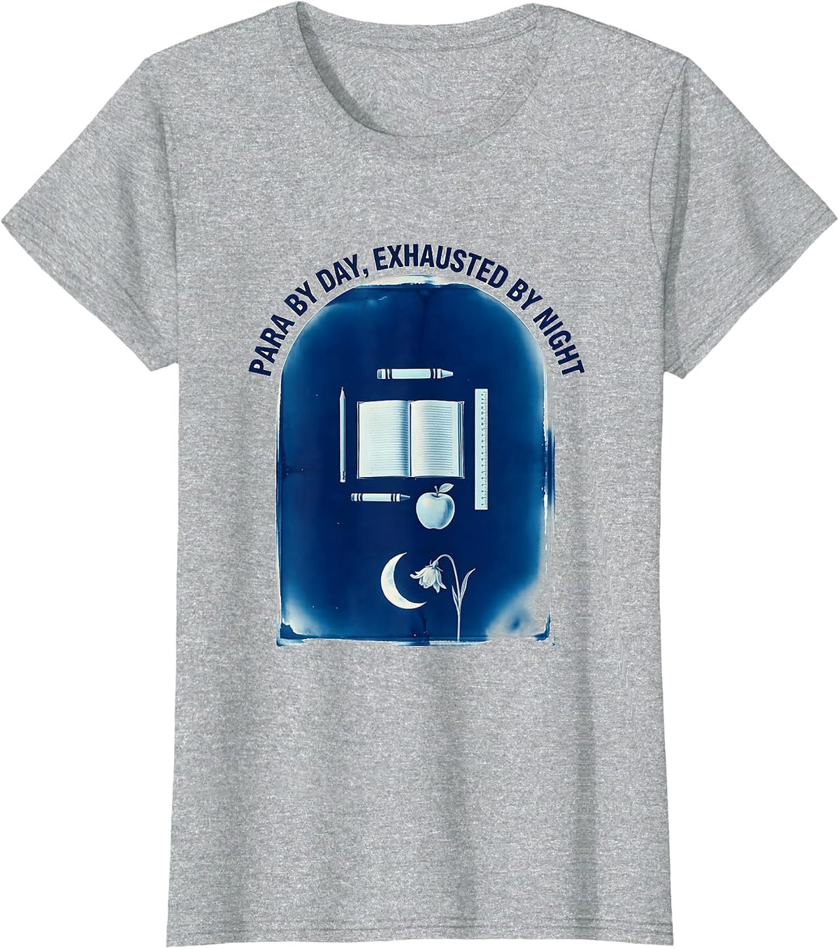 Women's Para By Day Exhausted By Night Paraprofessional T-Shirt - Heather Grey