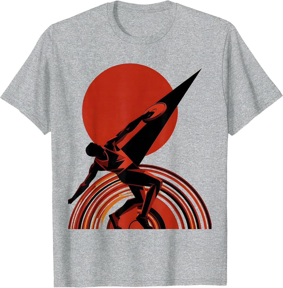 Men's Angular Discus Thrower Constructivist Poster Athlete Humor T-Shirt - Heather Grey