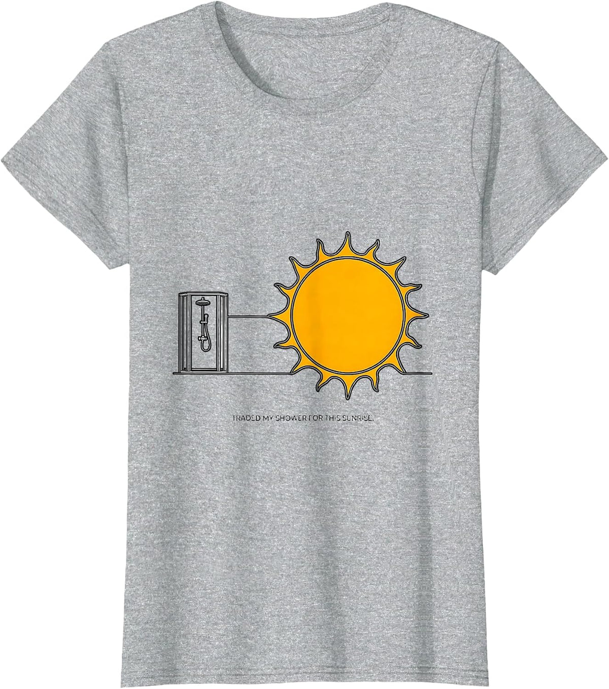 Women's Traded My Shower For This Sunrise Vintage Van Life Road Trip T-Shirt - Heather Grey