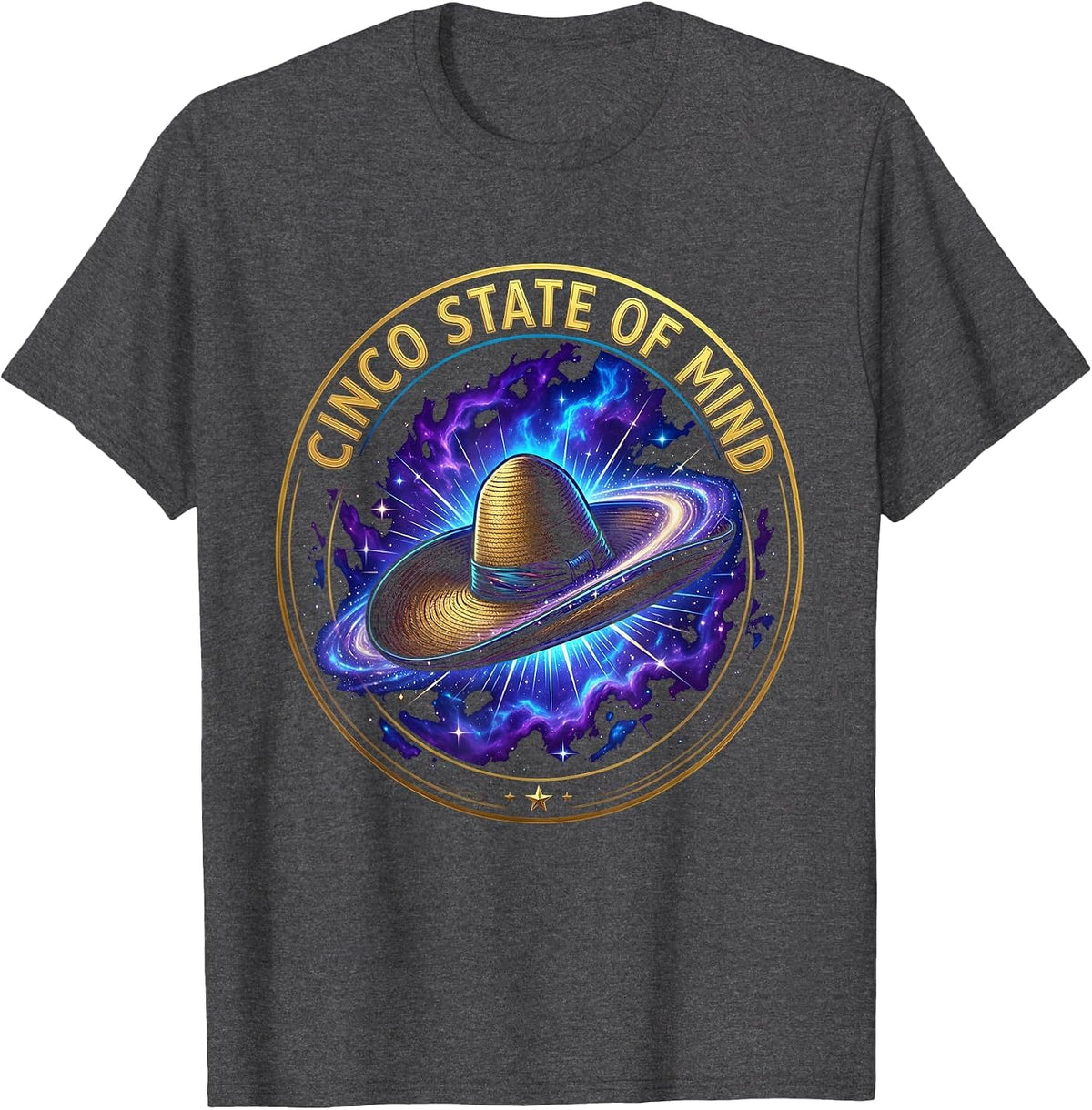 Cinco State of Mind Cinco de Mayo Design T-Shirt - Dark Heather Grey