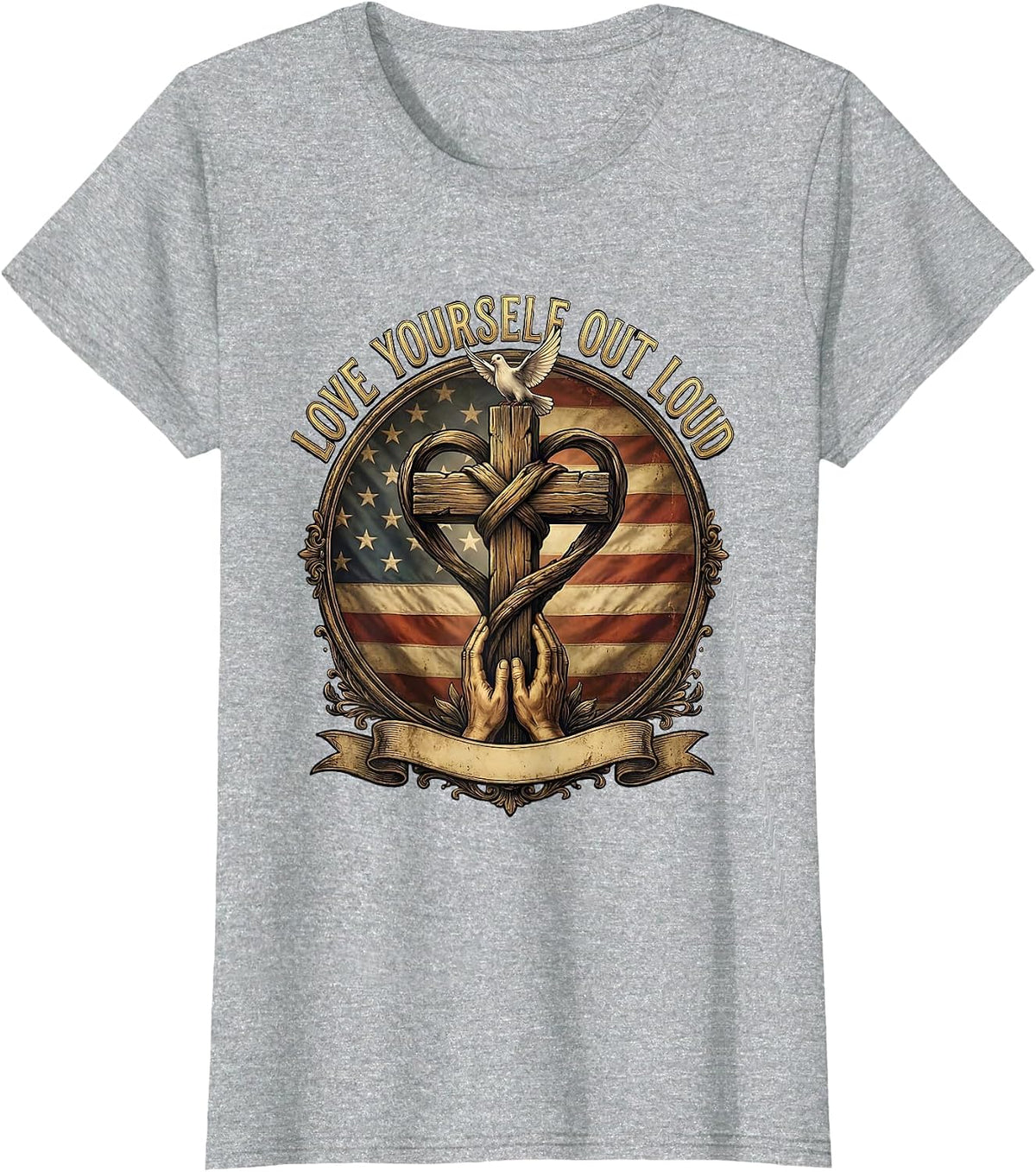 Love Yourself Out Loud Pride Graphic Design T-Shirt - Heather Grey