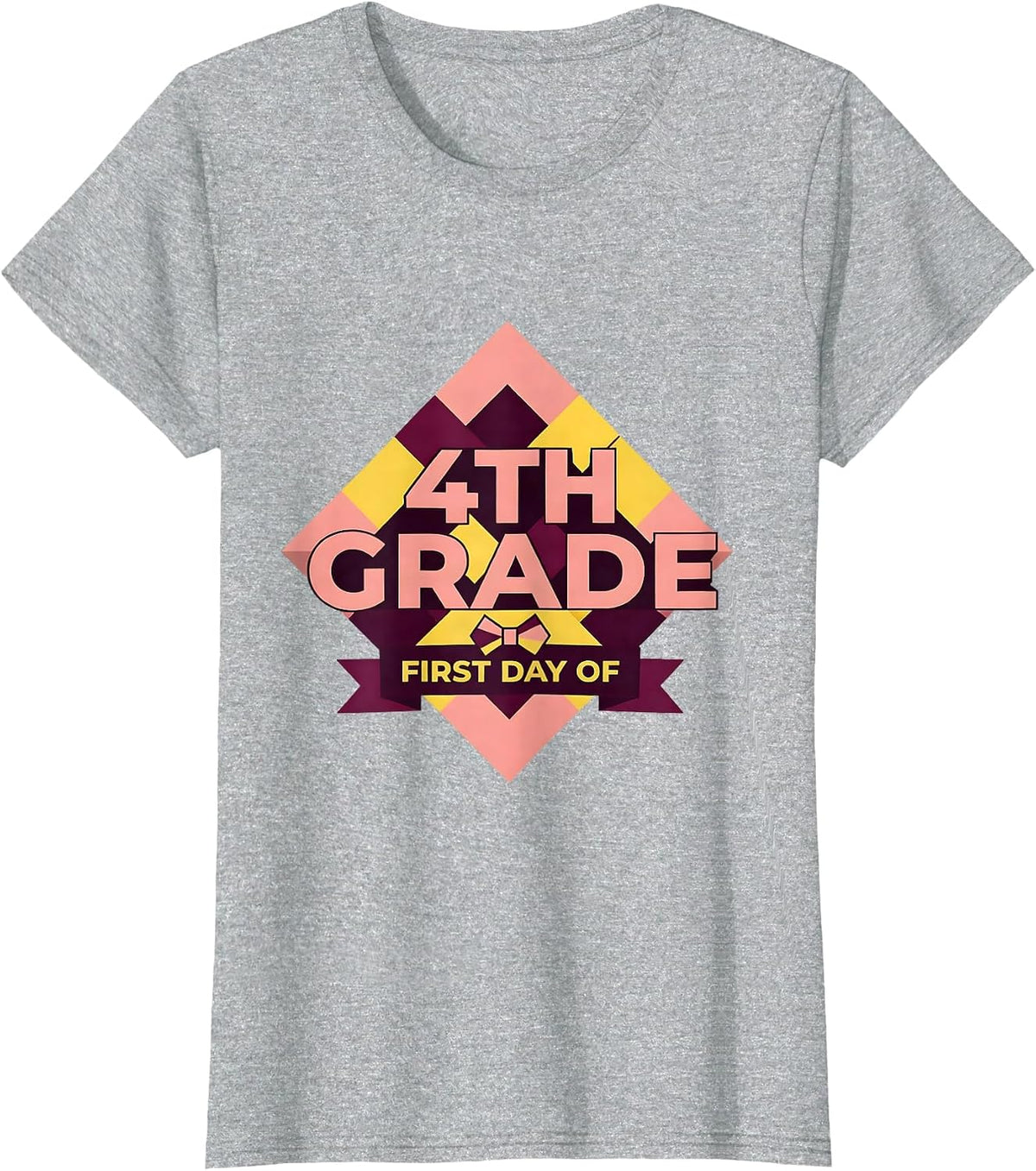 Women's First Day Of 4th Grade Coquette Bow Back To School Gift T-Shirt - Heather Grey