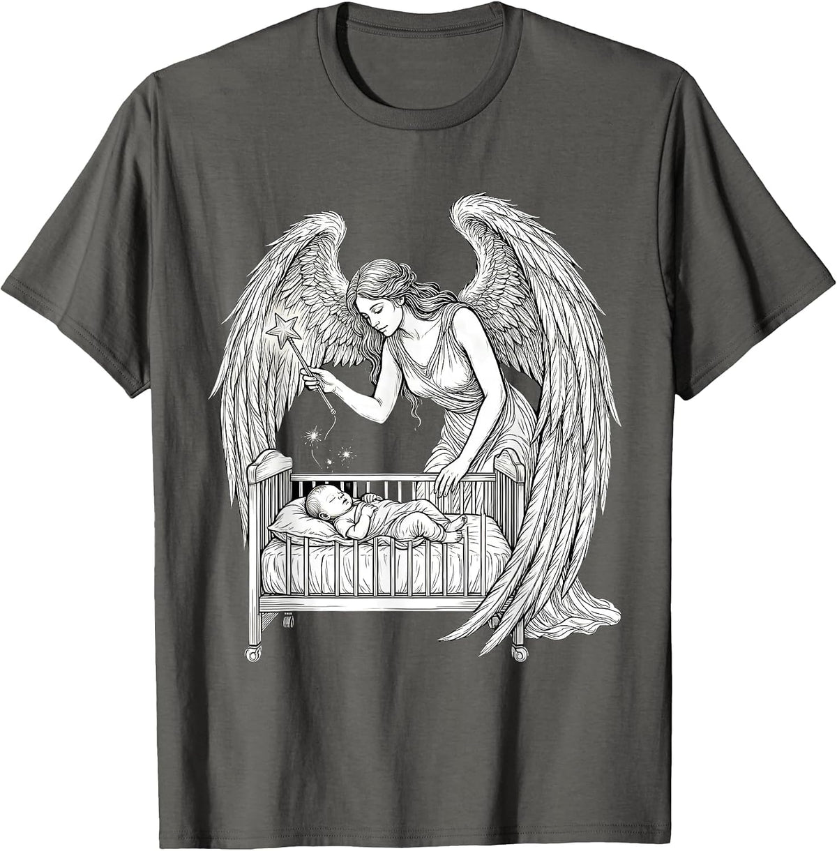 Winged Fairy Godmother New Baby Funny Gift T-Shirt - Asphalt Grey