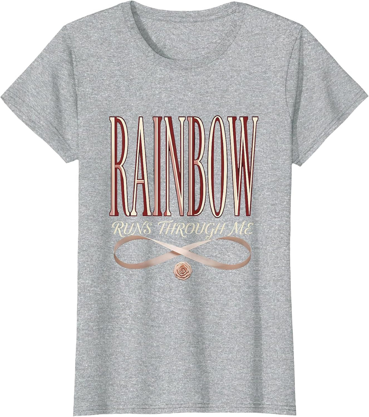 Women's Rainbow Runs Through Me Pride Graphic Design T-Shirt - Heather Grey
