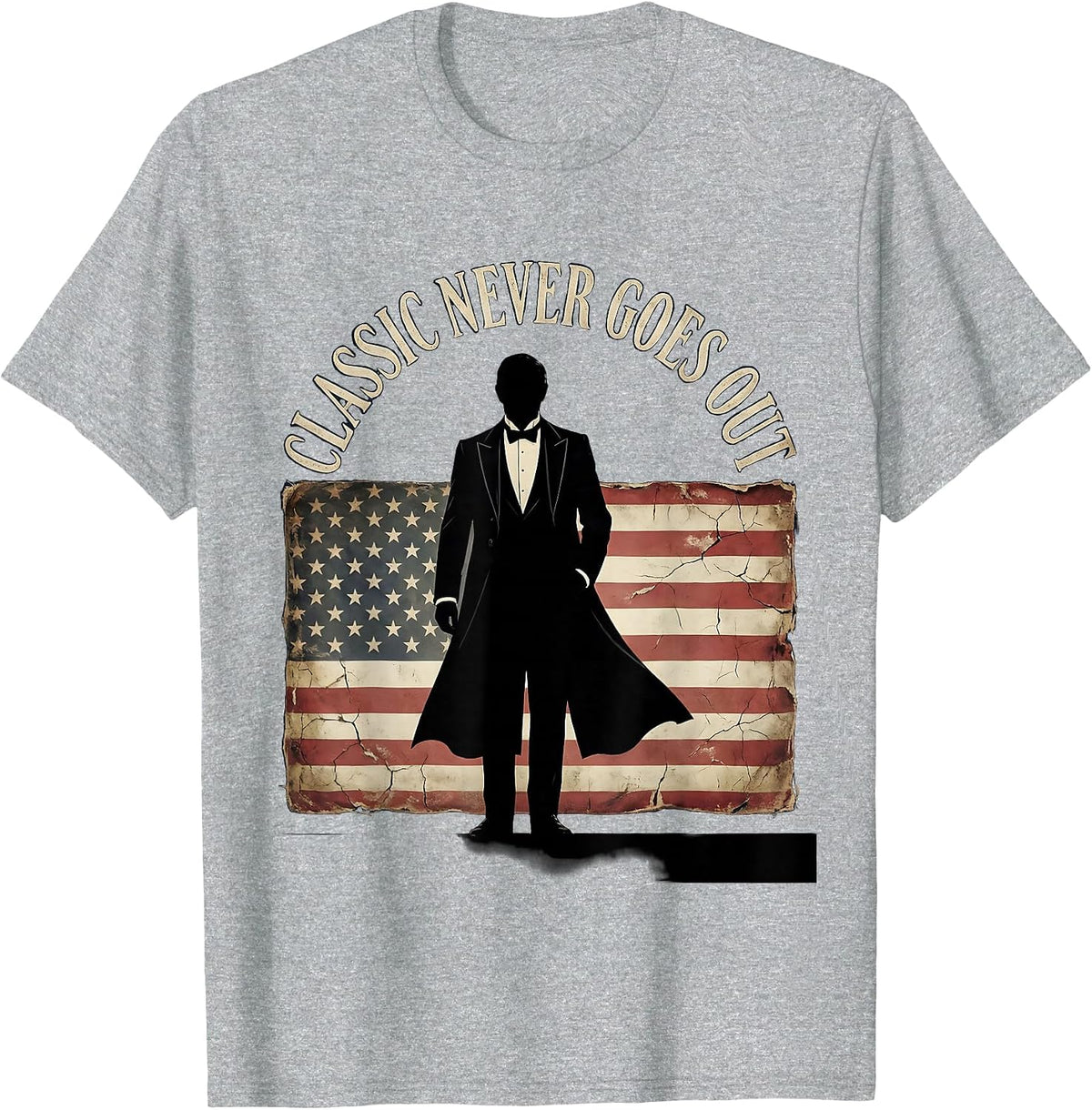 Men's Classic Never Goes Out Tuxedo Graphic Design T-Shirt - Heather Grey