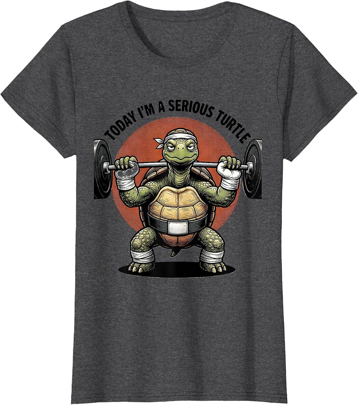 Women's Today I'm A Serious Turtle Funny Gym Workout Weightlifting T-Shirt - Dark Heather Grey
