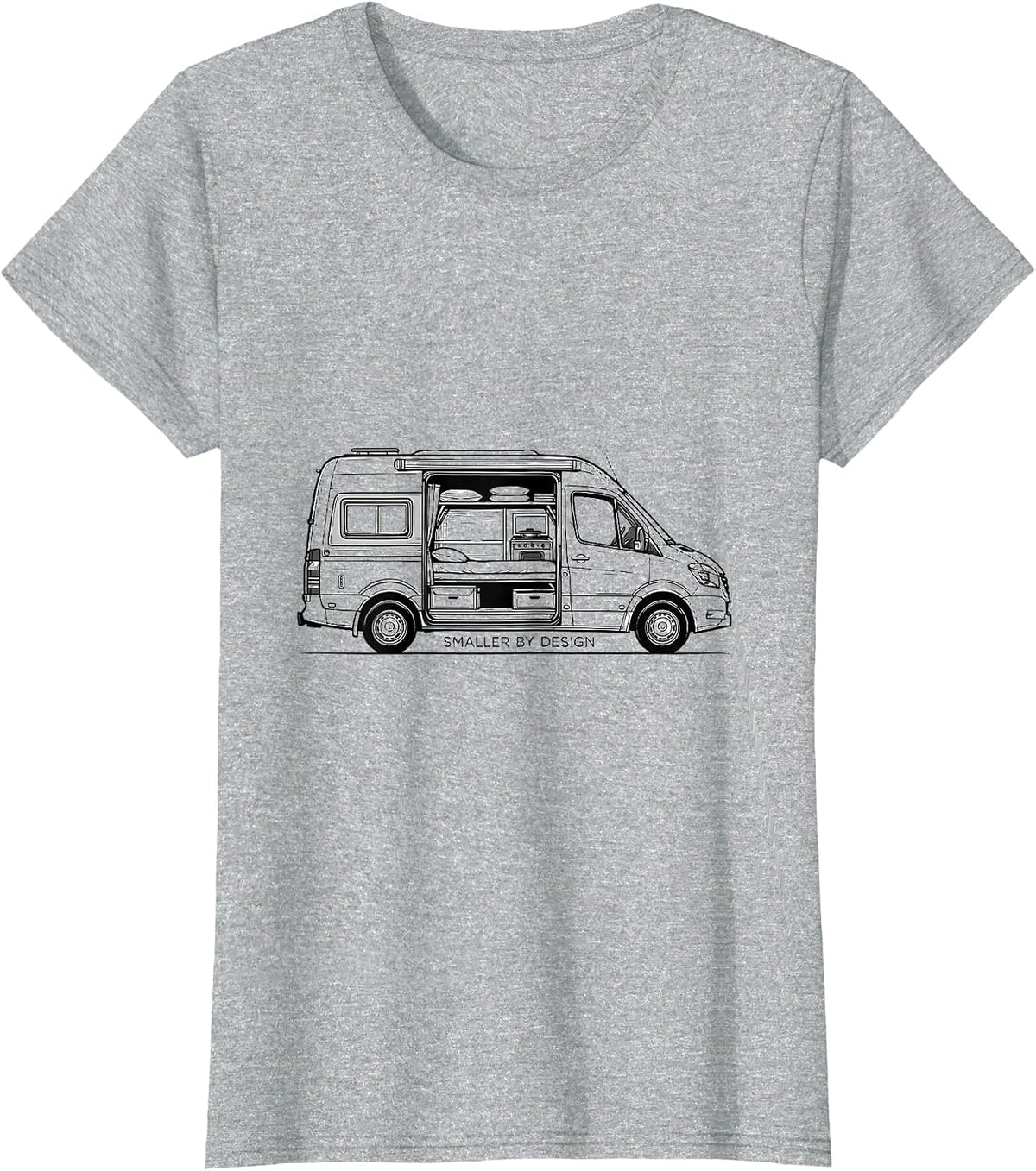 Women's Smaller By Design Retro Van Life Nomads Van Dwellers T-Shirt - Heather Grey