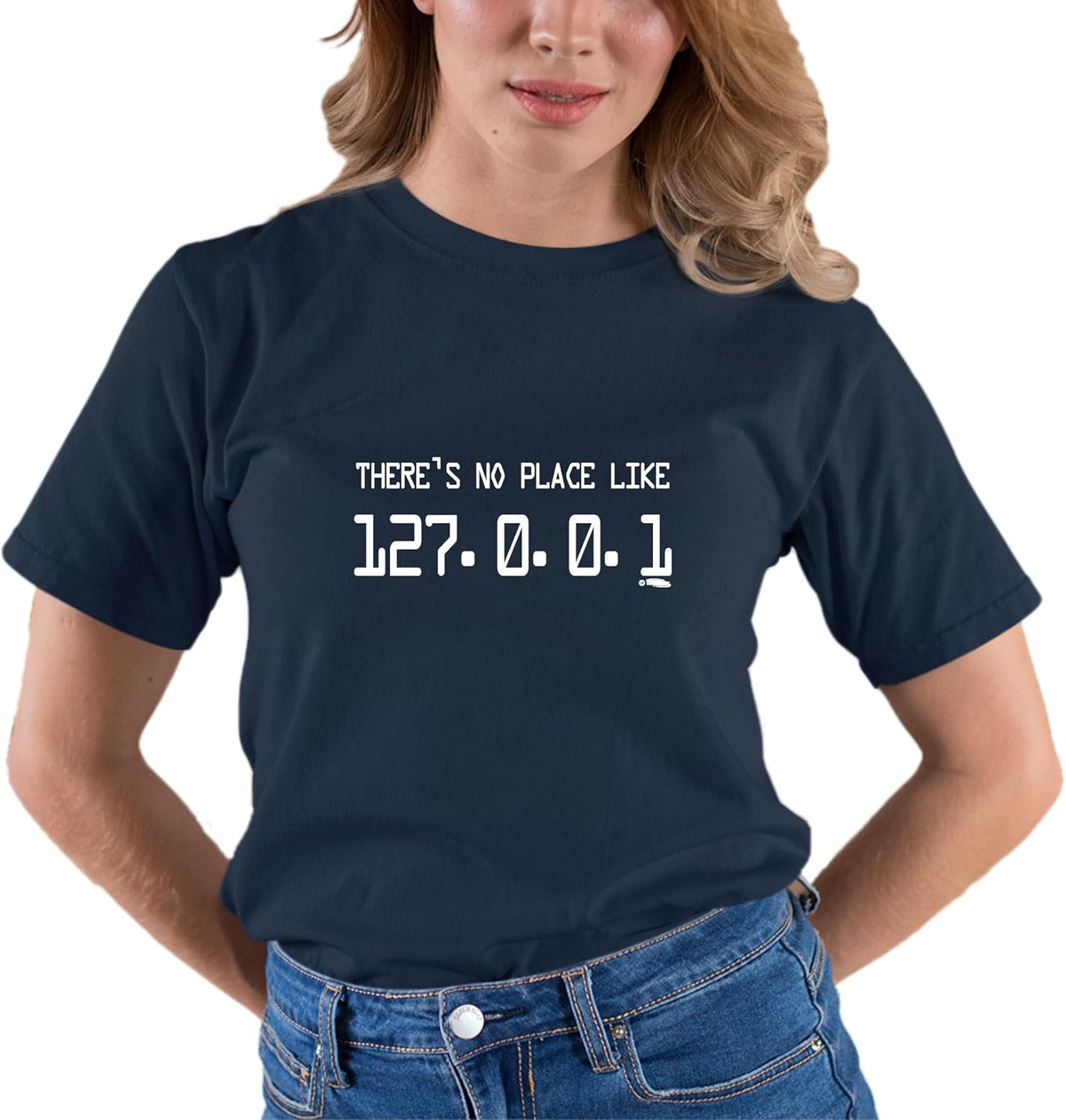 Go All Out Adult There's No Place Like 127.0.0.1 T-Shirt - Navy Blue