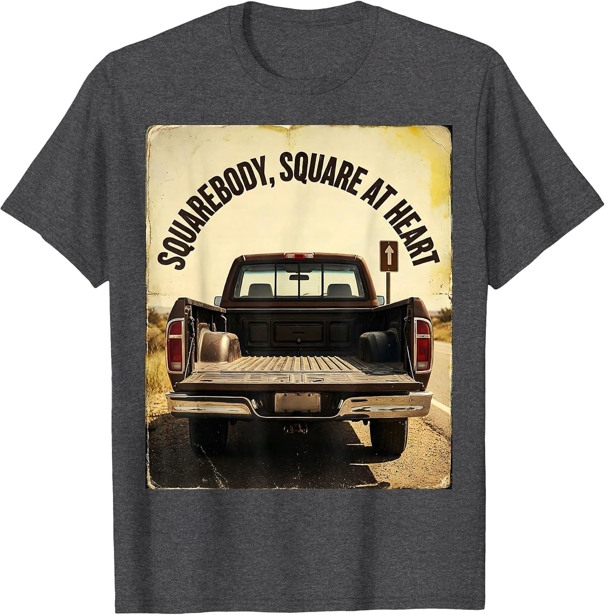 Men's Squarebody, Square At Heart Vintage Classic Pickup Truck T-Shirt - Dark Heather Grey