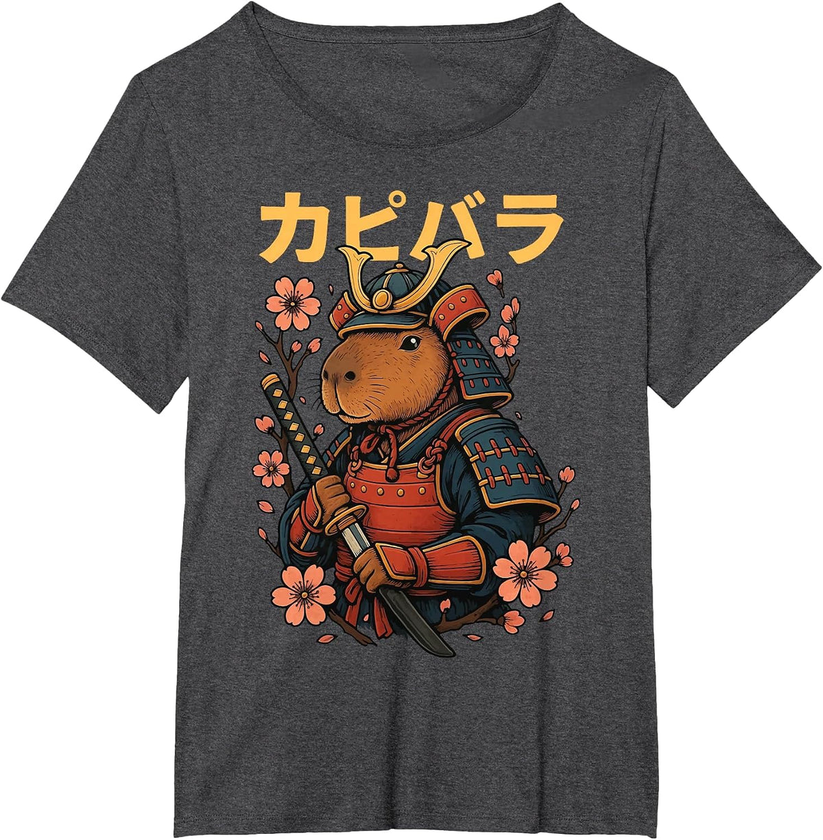 Capybara Samurai T-Shirt - Dark Heather Grey