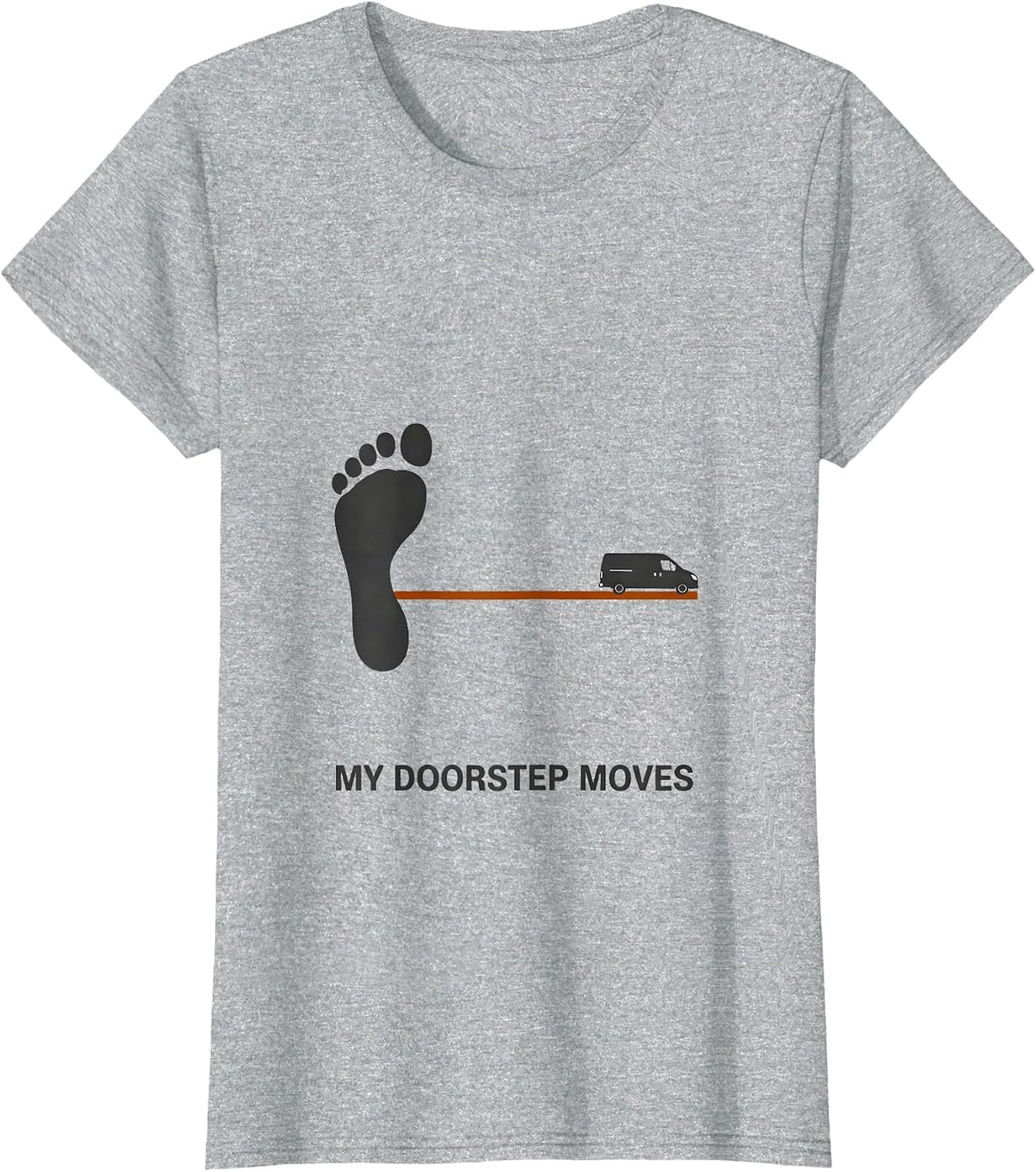 Women's My Doorstep Moves Minimalist Van Life Retro Road Trip T-Shirt - Heather Grey