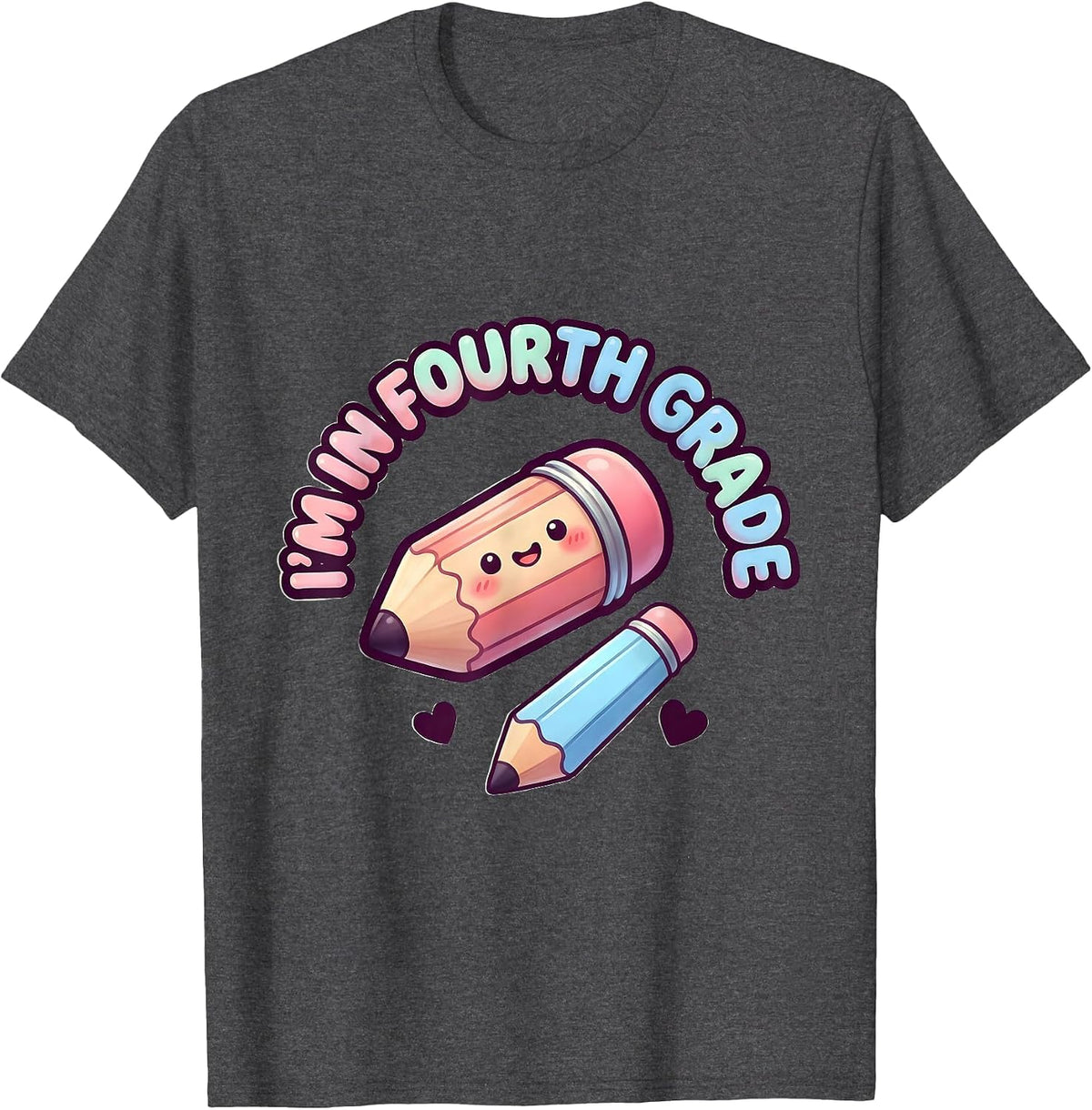 Men's I'm In Fourth Grade Cute Kawaii Back to School Pencil T-Shirt - Dark Heather Grey