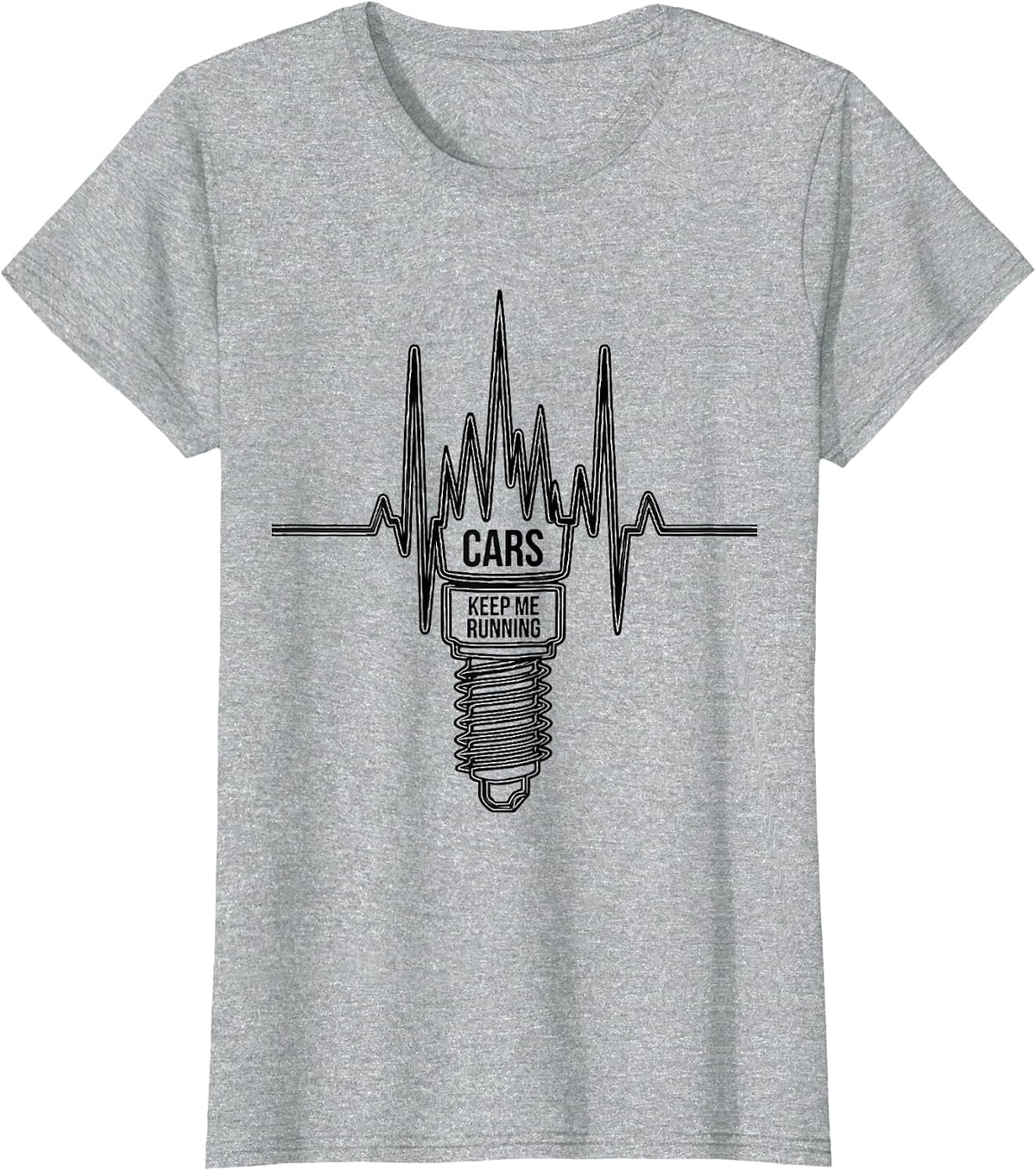 Cars Keep Me Running Funny Car Guy Auto Mechanic Heartbeat T-Shirt - Heather Grey