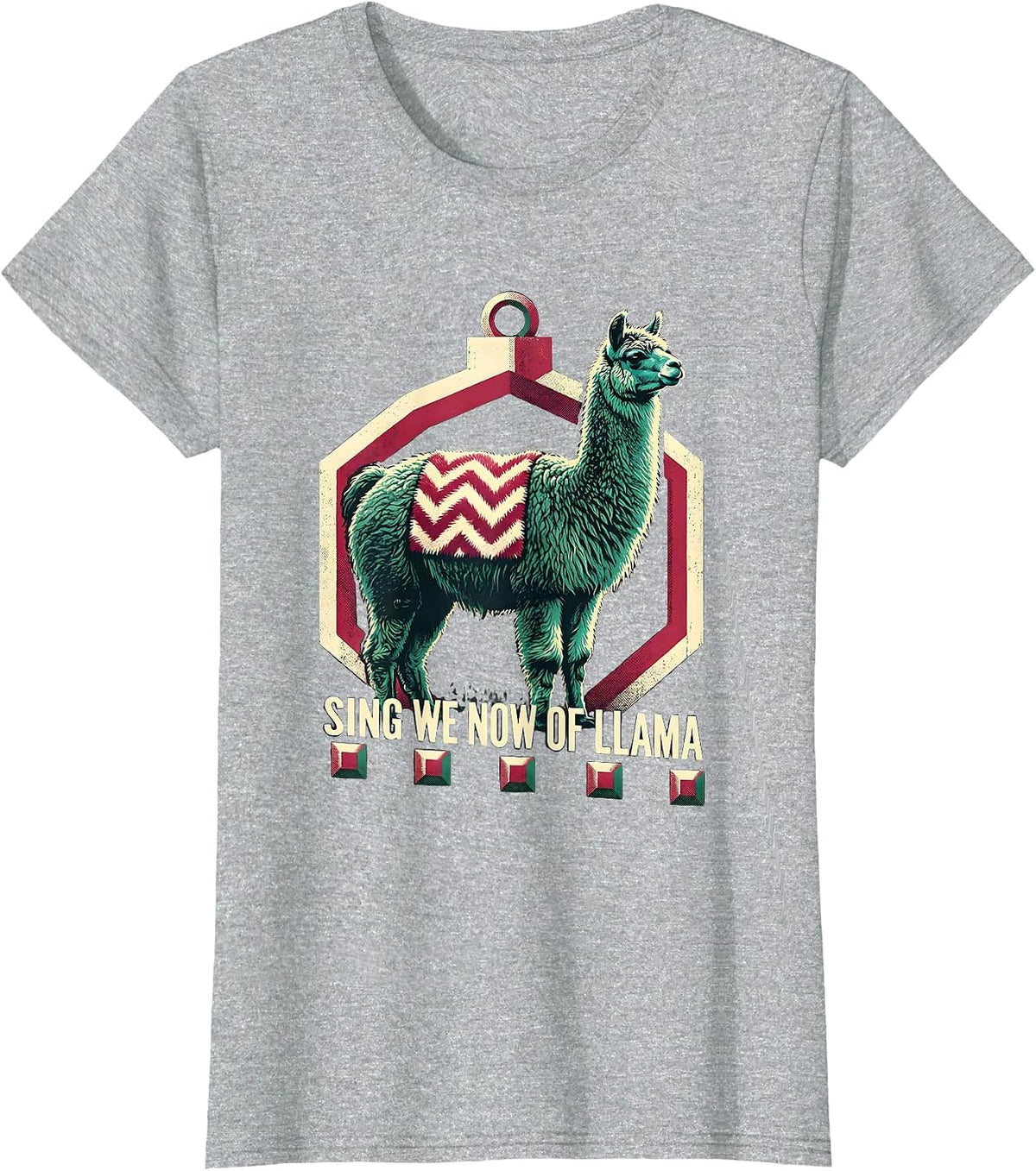 Sing We Now of Llama Funny Christmas Llama Lover Gift T-Shirt - Heather Grey