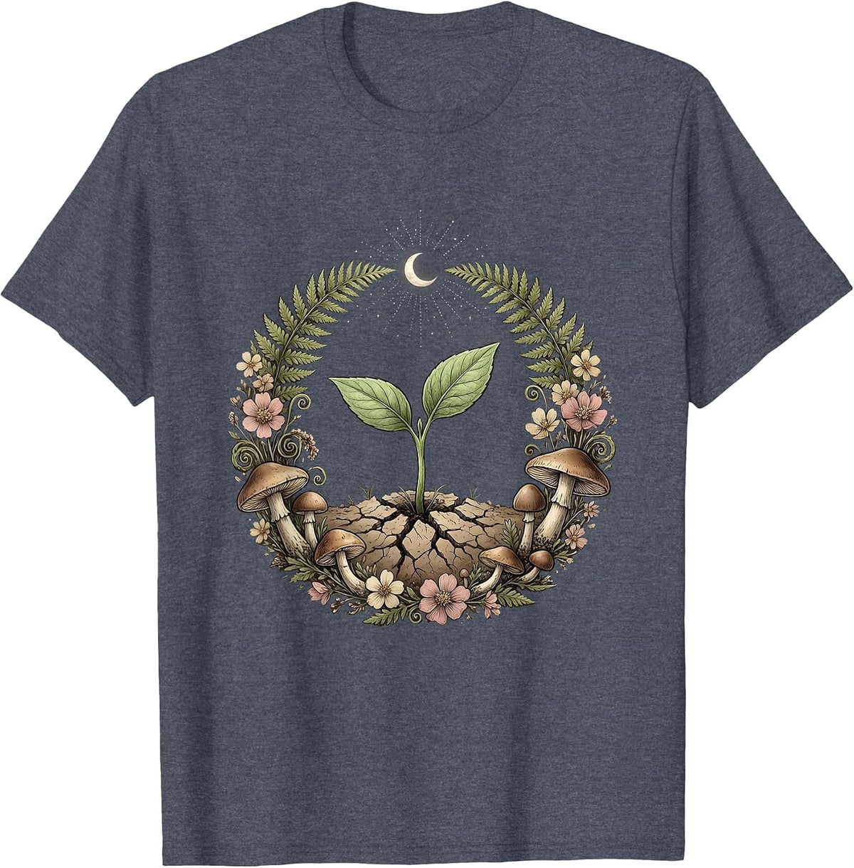 Mental Health Seedling Growth Illustration T-Shirt - Heather Blue