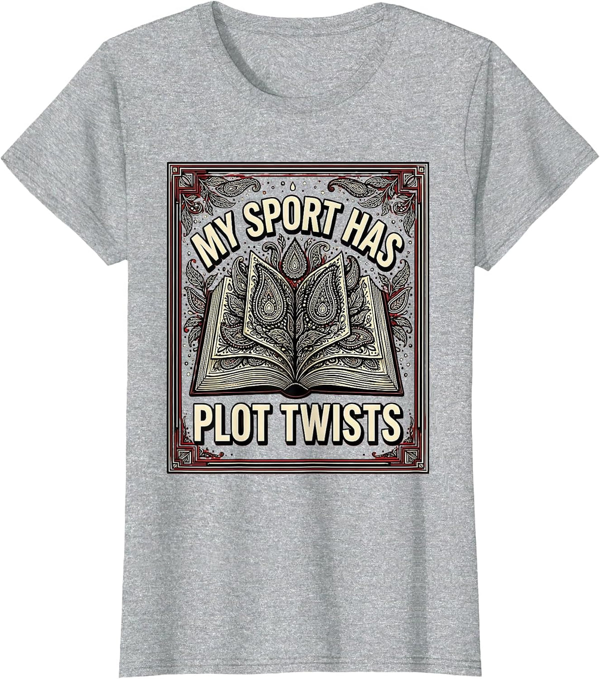 Reading Is My Favorite Sport Plot Twists Design T-Shirt - Heather Grey