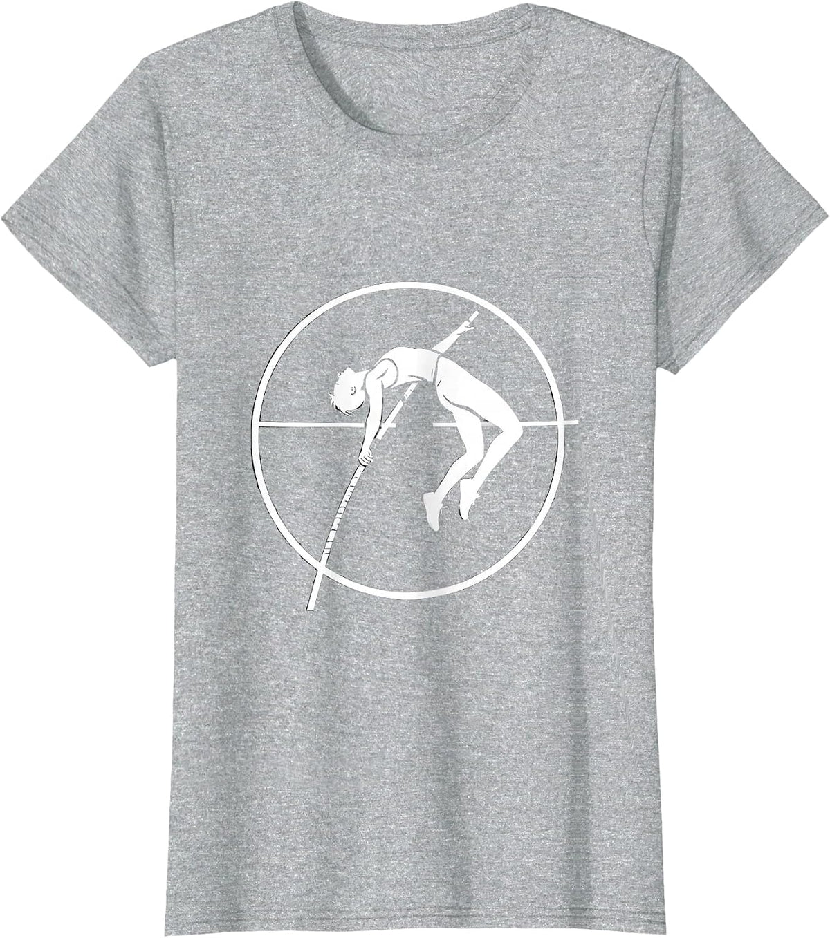 Women's Pole Vaulter Arching Over Bar Athletic Graphic T-Shirt - Heather Grey