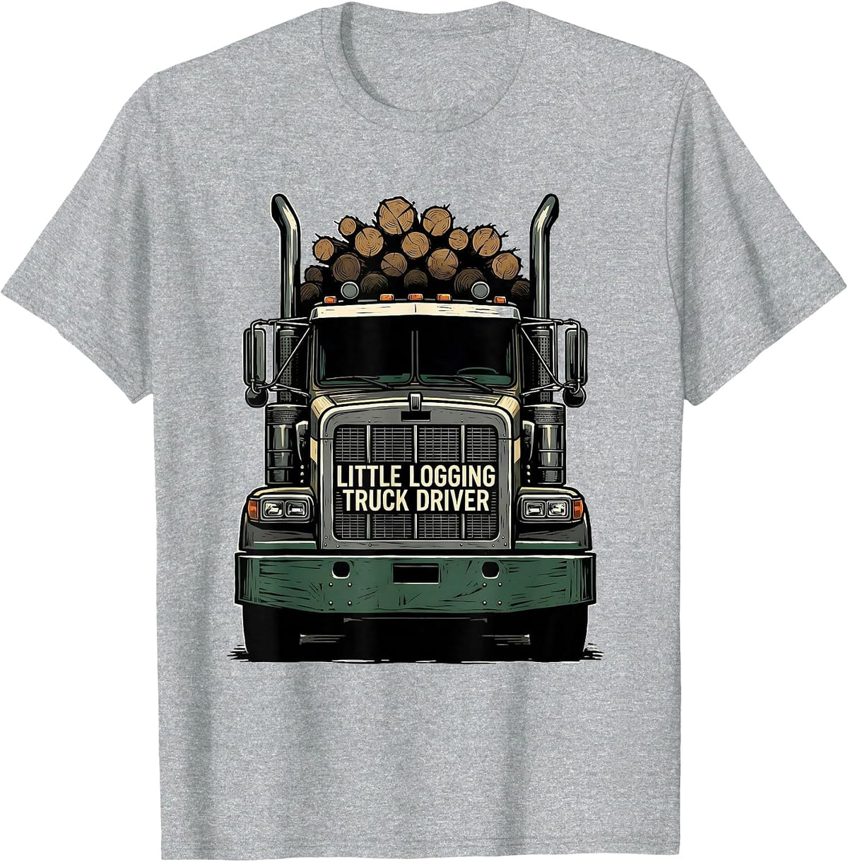 Men's Little Logging Truck Driver Funny Toddler Trucker Dad Humor T-Shirt - Heather Grey