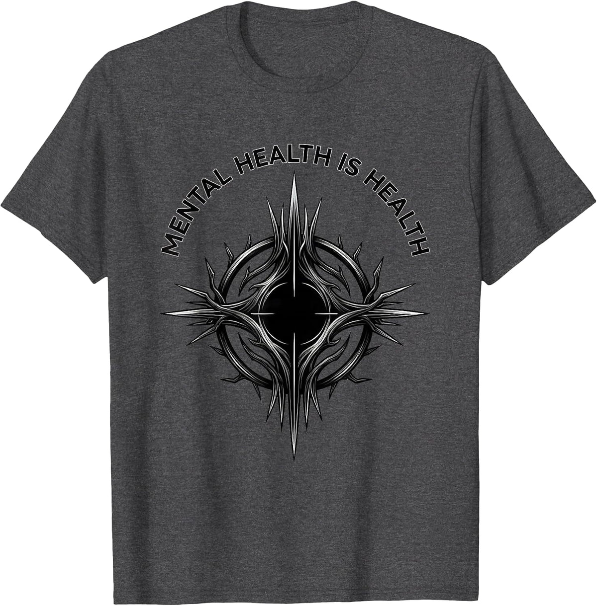Men's Mental Health Is Health Awareness Design T-Shirt - Dark Heather Grey