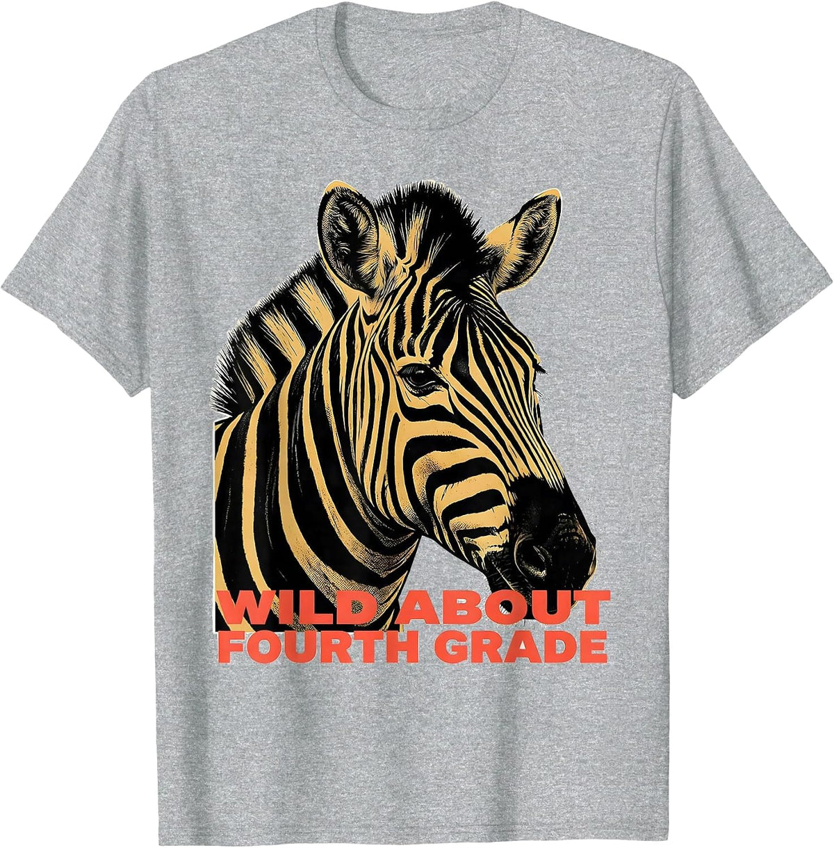 Men's Wild About Fourth Grade Playful Teacher Animal Print School T-Shirt - Heather Grey