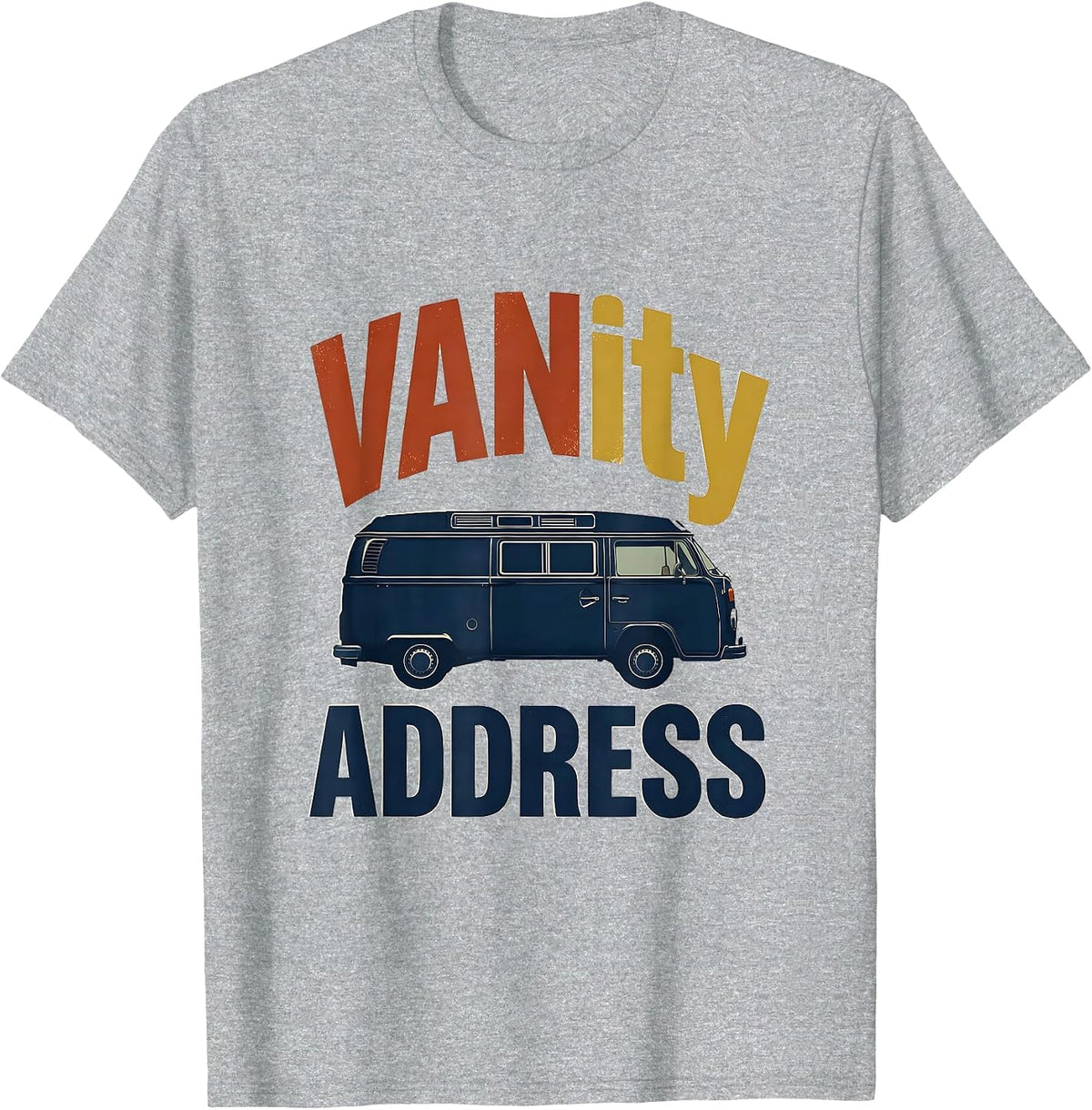 Men's VANity Address Vintage Van Life Road Trip Humor T-Shirt - Heather Grey