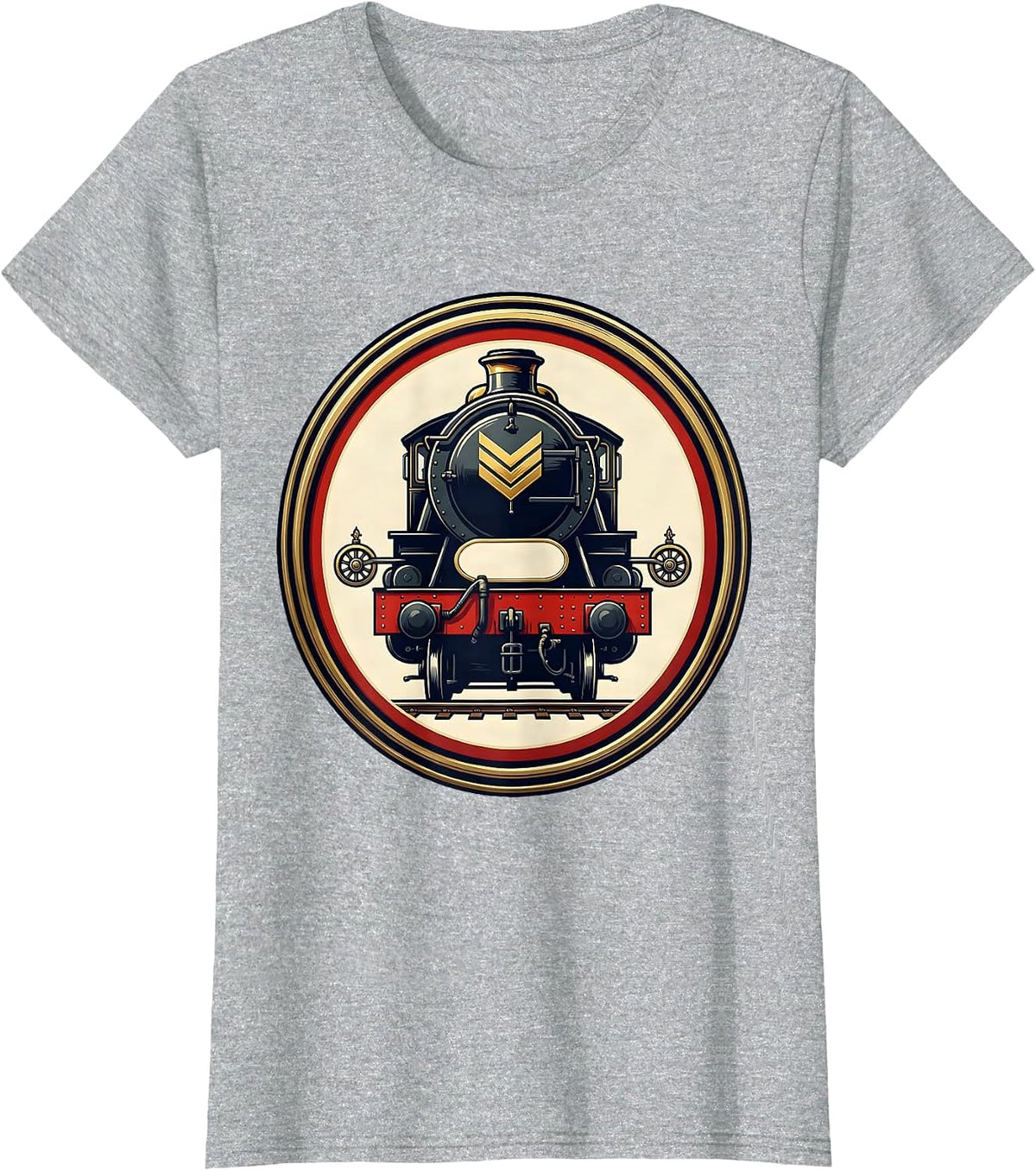 Steam Locomotive Badge Vintage Train Enthusiast Gift T-Shirt - Heather Grey