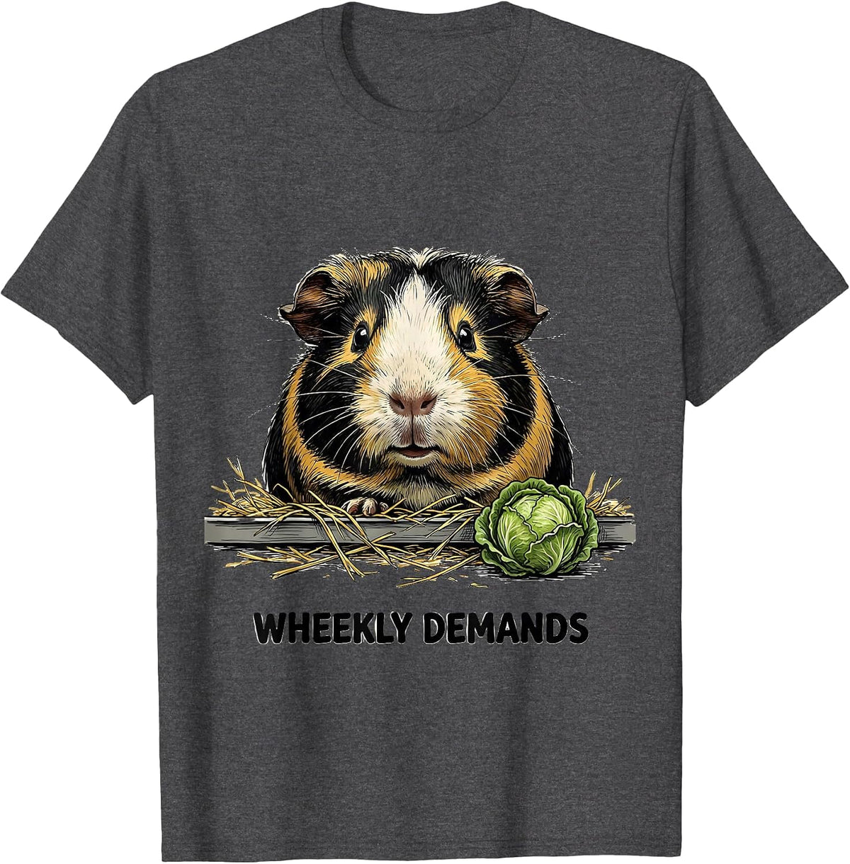 Men's Wheekly Demands Funny Guinea Pig Pet Lover Gift T-Shirt - Dark Heather Grey