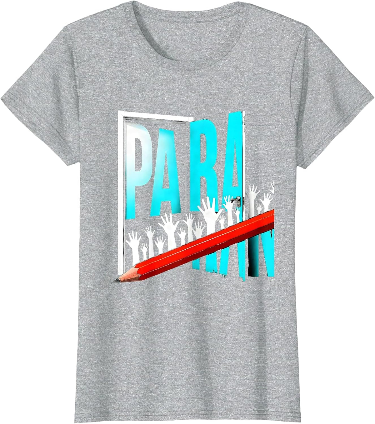 Para New Wave Typography School Paraprofessional T-Shirt - Heather Grey