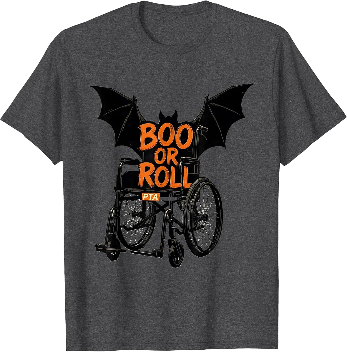 Men's Boo Or Roll PTA Funny Physical Therapy Halloween Workwear T-Shirt - Dark Heather Grey