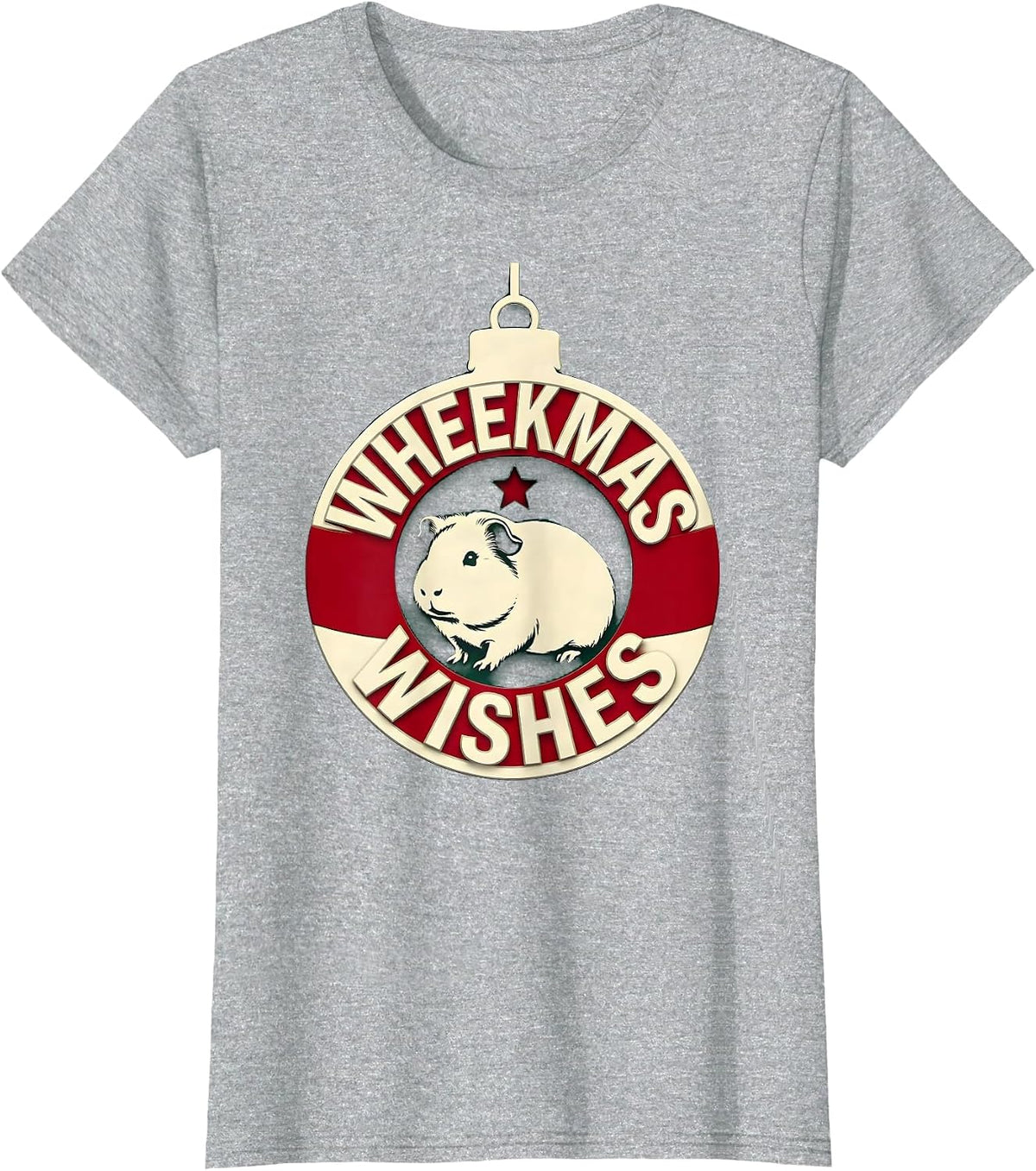 Women's Wheekmas Wishes Funny Guinea Pig Christmas Pet Lover Holiday T-Shirt - Heather Grey