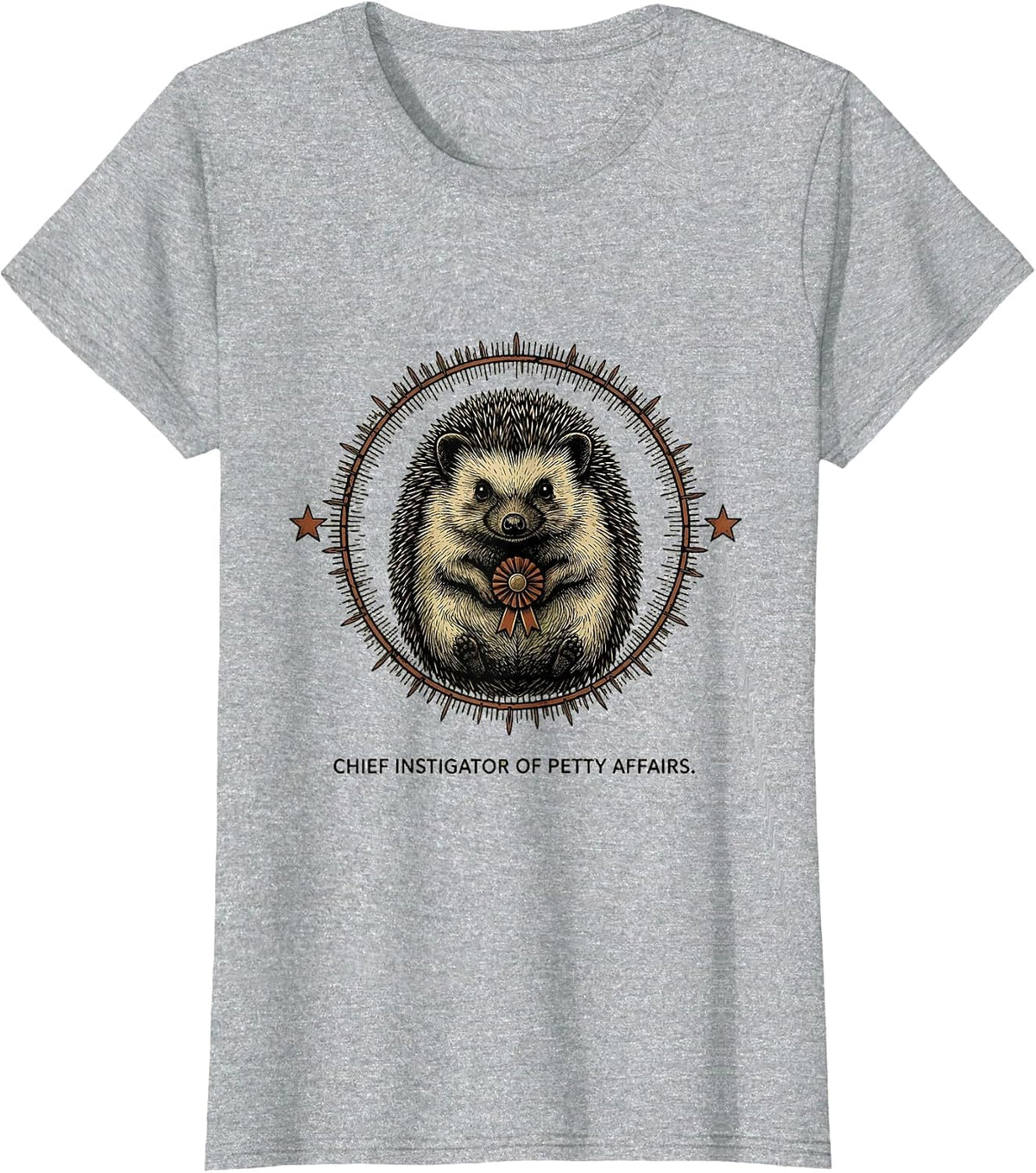 Chief Instigator Of Petty Affairs Whimsical Hedgehog Meme T-Shirt - Heather Grey