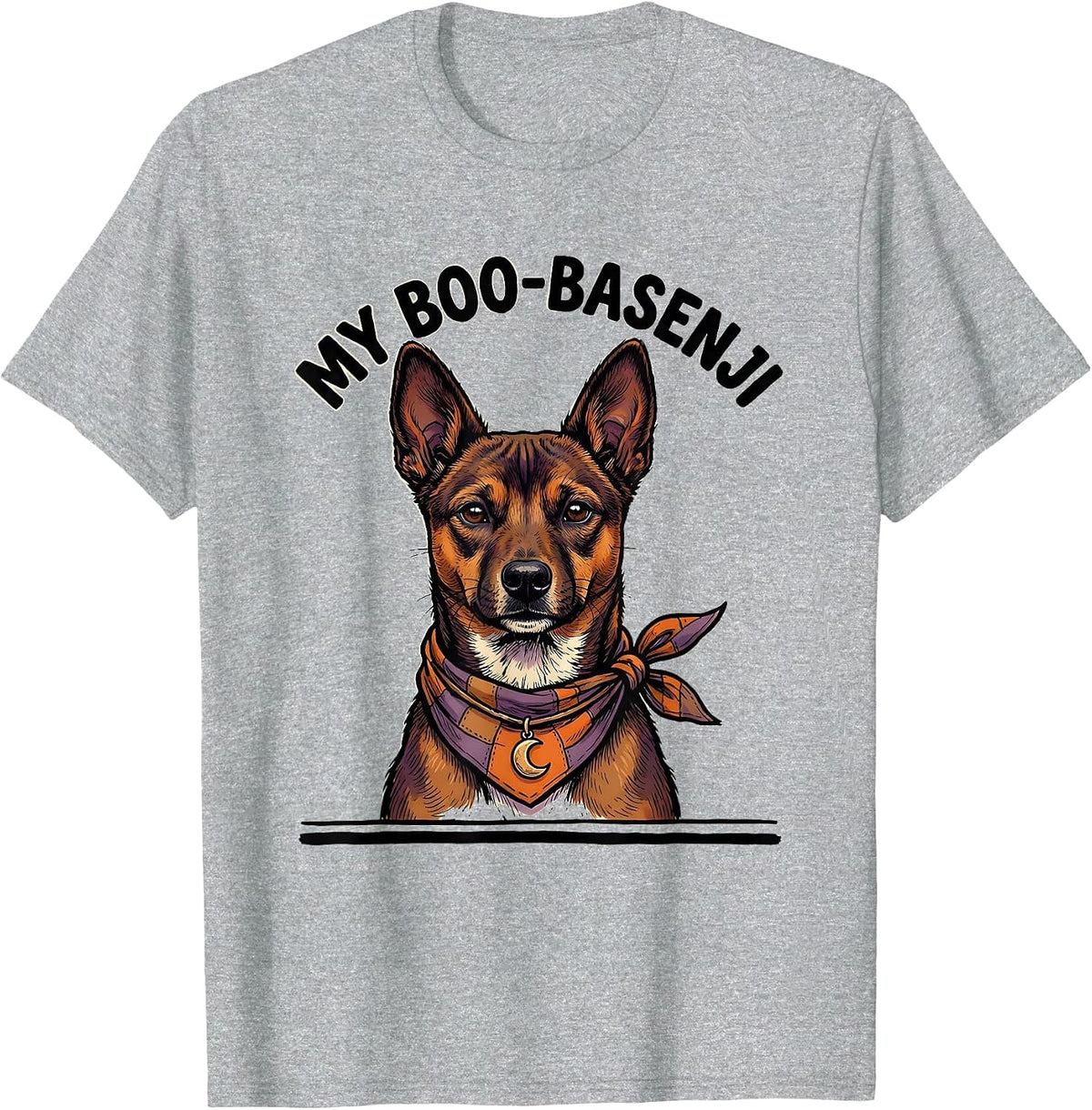 Men's My Boo-Basenji Funny Dog Lover Halloween Costume T-Shirt - Heather Grey