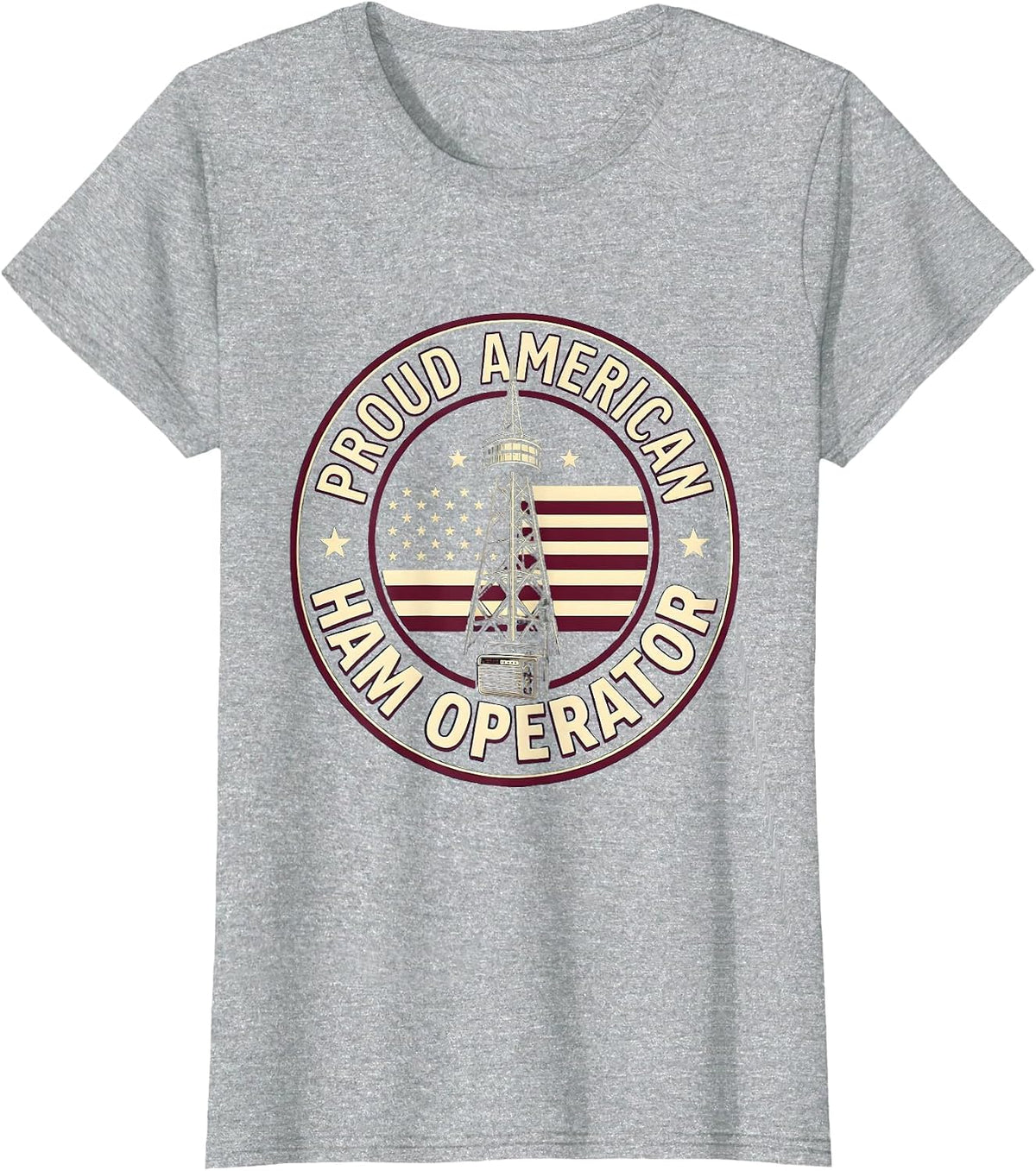 Proud American Ham Operator Vintage Radio Design T-Shirt - Heather Grey